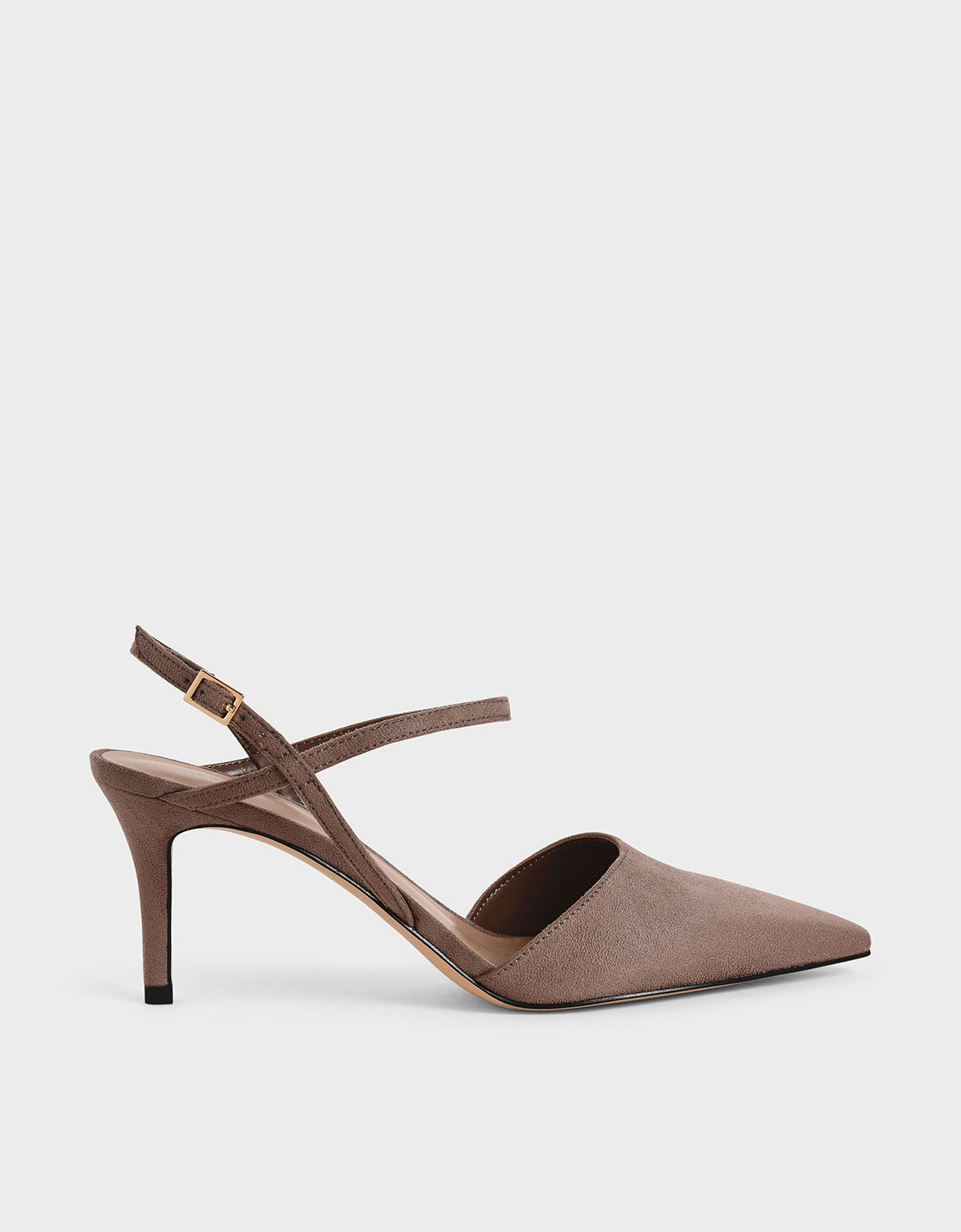 

Textured Ankle Strap Pumps, Taupe