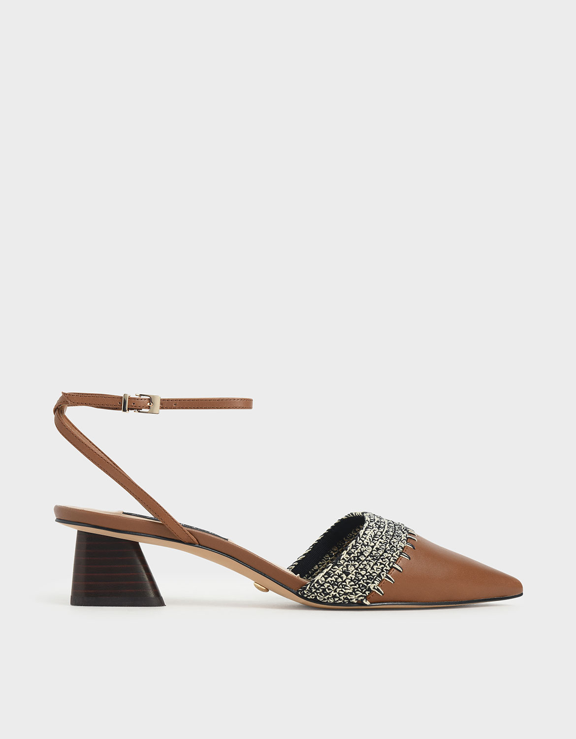 

Leather Crochet Pumps, Brown