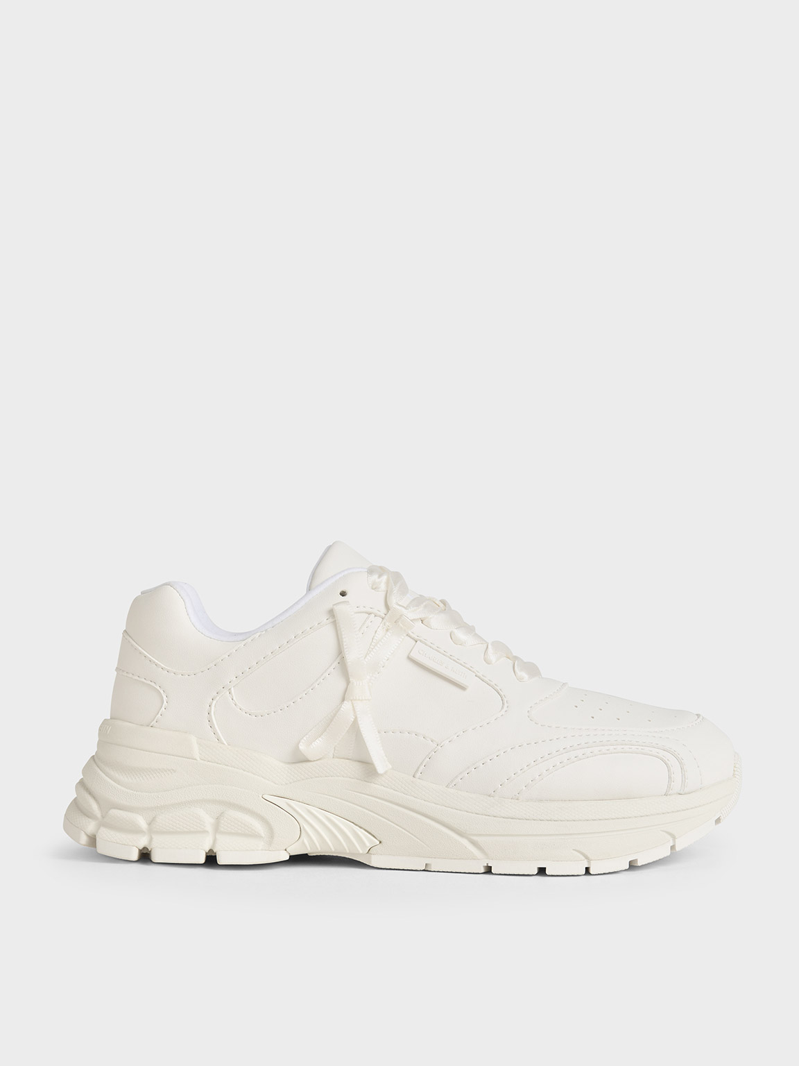 Shop Charles & Keith - Lace-up Chunky Sneakers In White