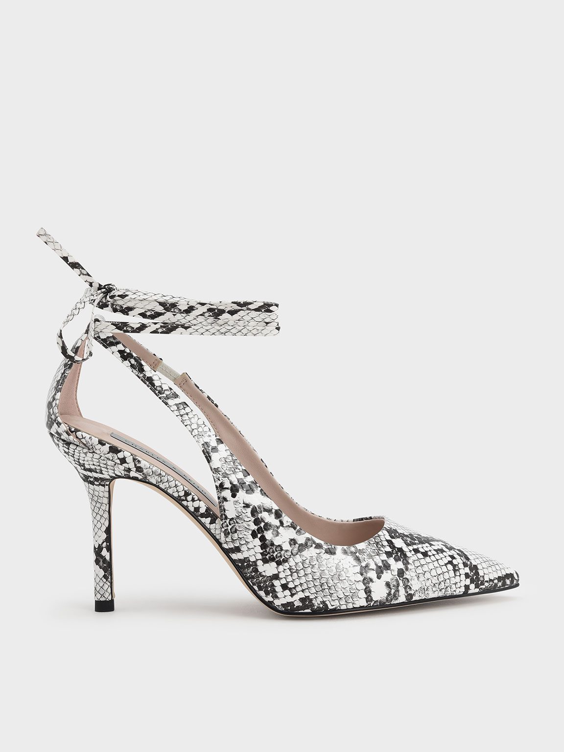 

Snake-Print Lace-Up Stiletto Pumps