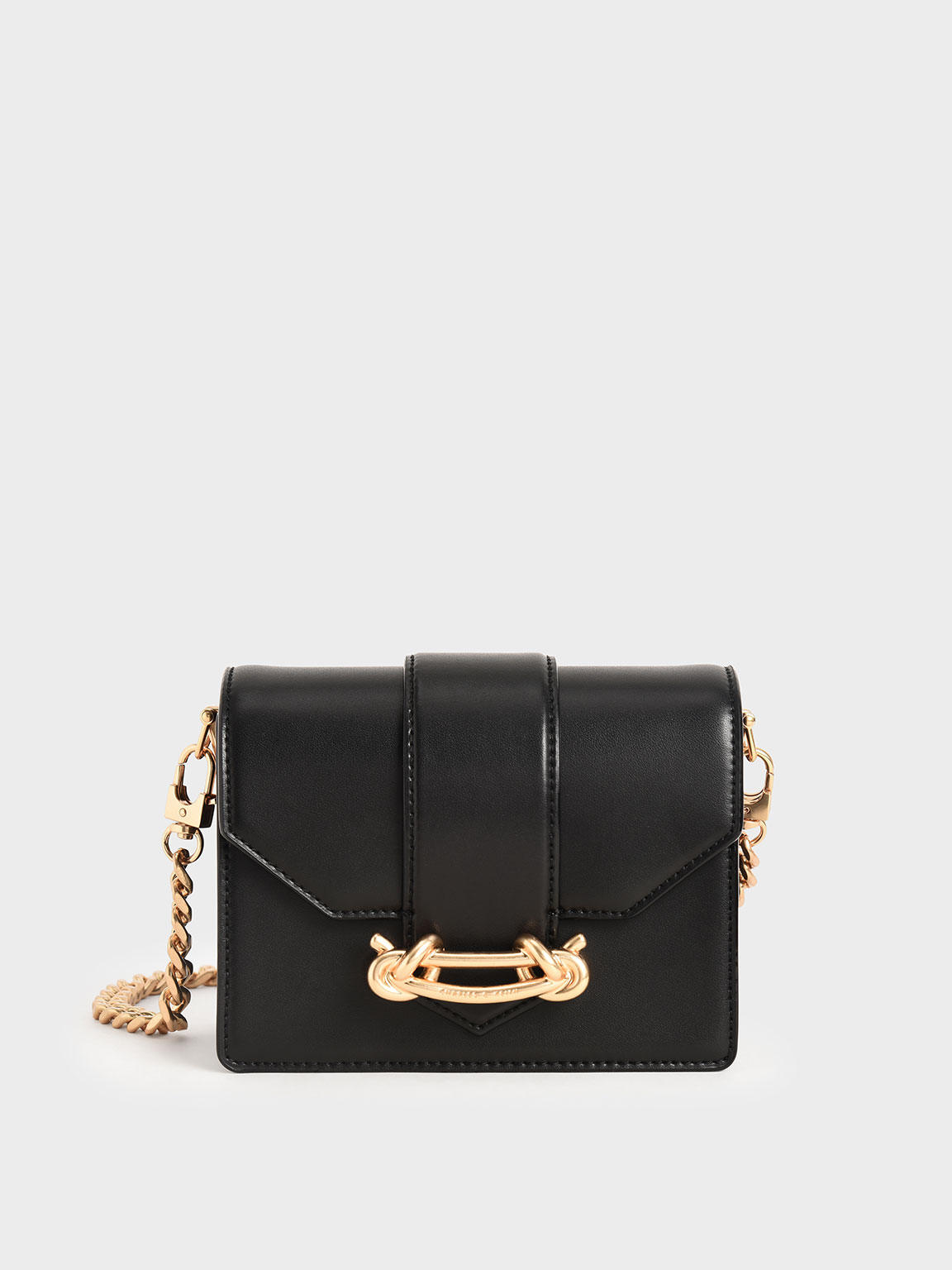 

Metallic Buckle Crossbody Bag, Black