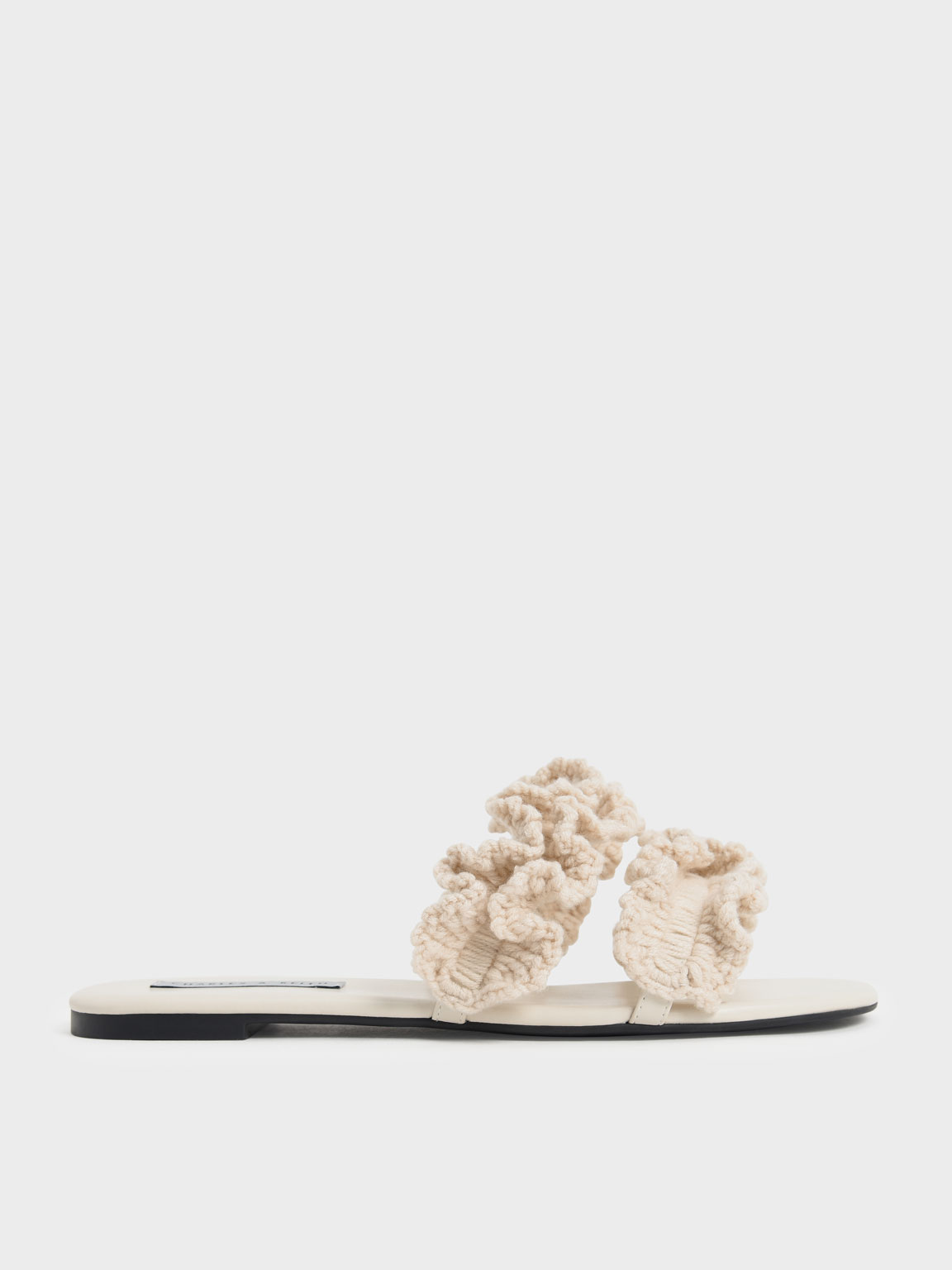 

Ruffle Knit Slide Sandals, Chalk