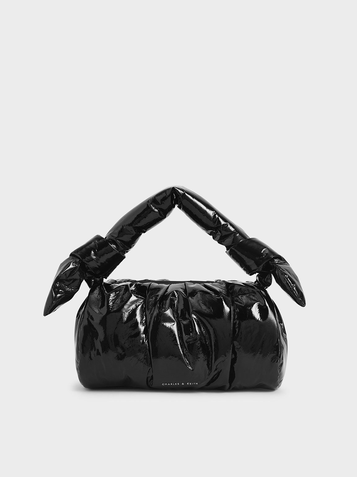 

Patent Knotted Shoulder Bag, Black
