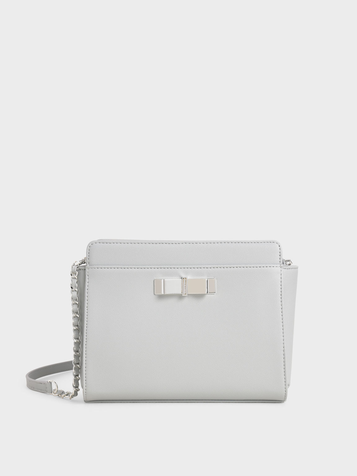 

Metallic Bow Sling Bag, Dusty blue