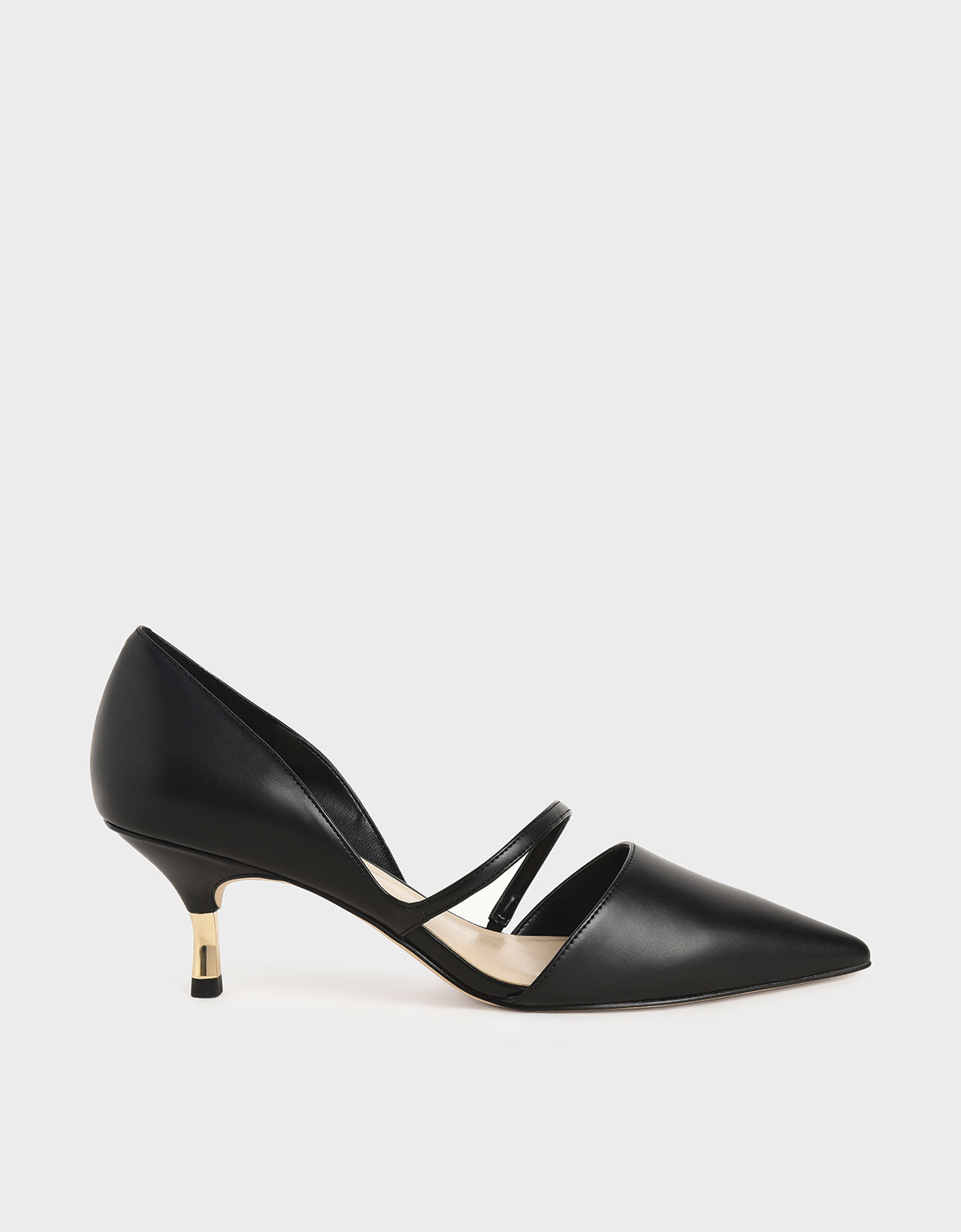 

Asymmetric Strap D'Orsay Pumps, Black