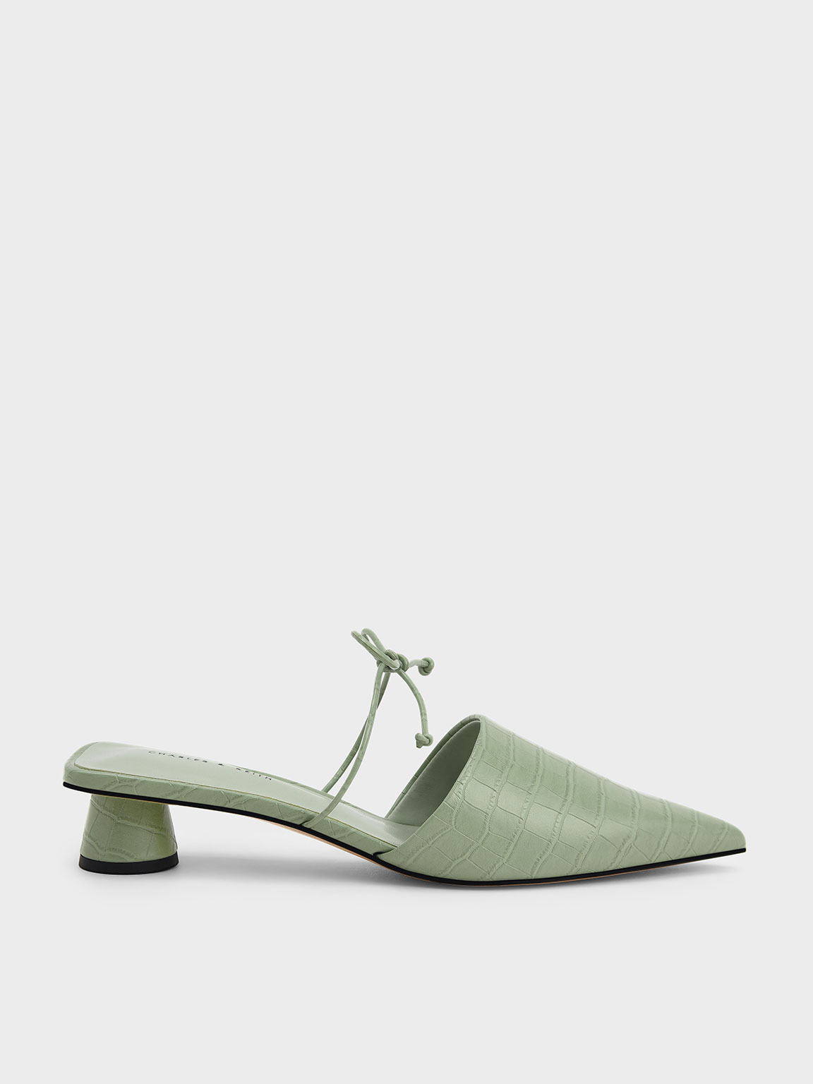 

Croc-Effect Bow-Tie Mules