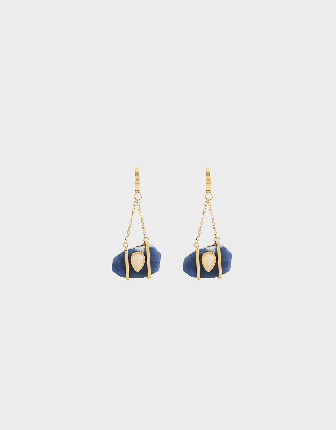 

Sodalite & Moonstone Drop Earrings, Dark blue