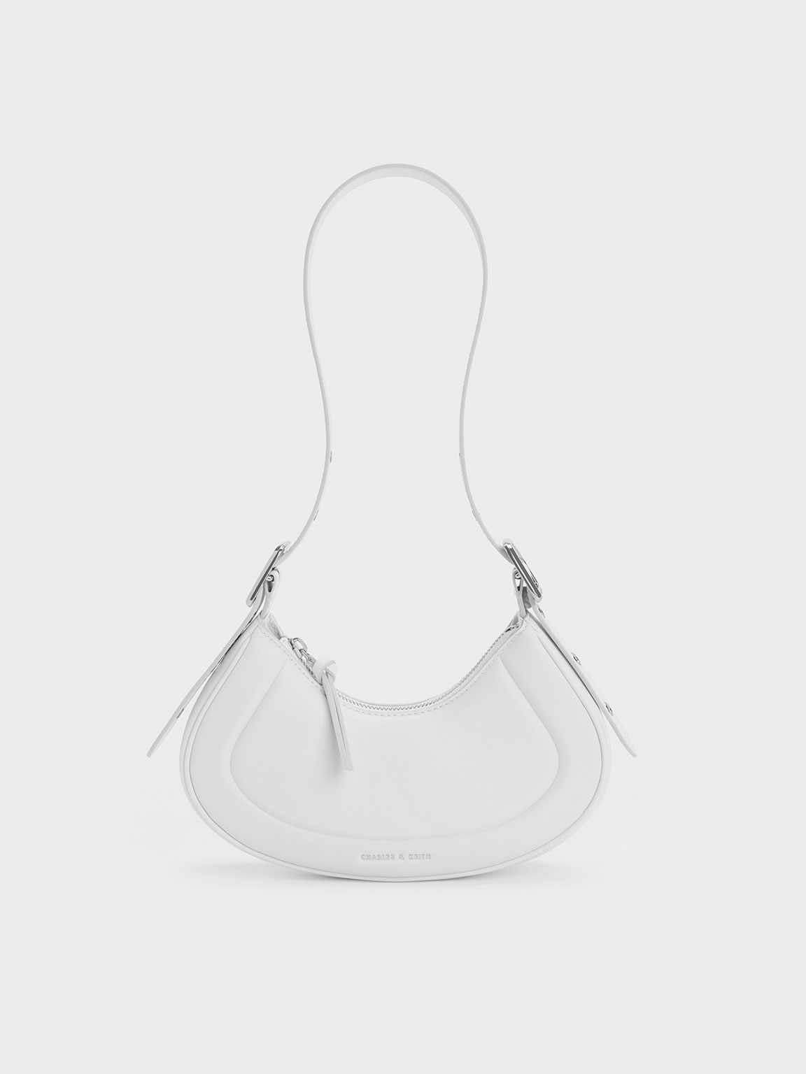 White Petra Curved Shoulder Bag - CHARLES & KEITH UK