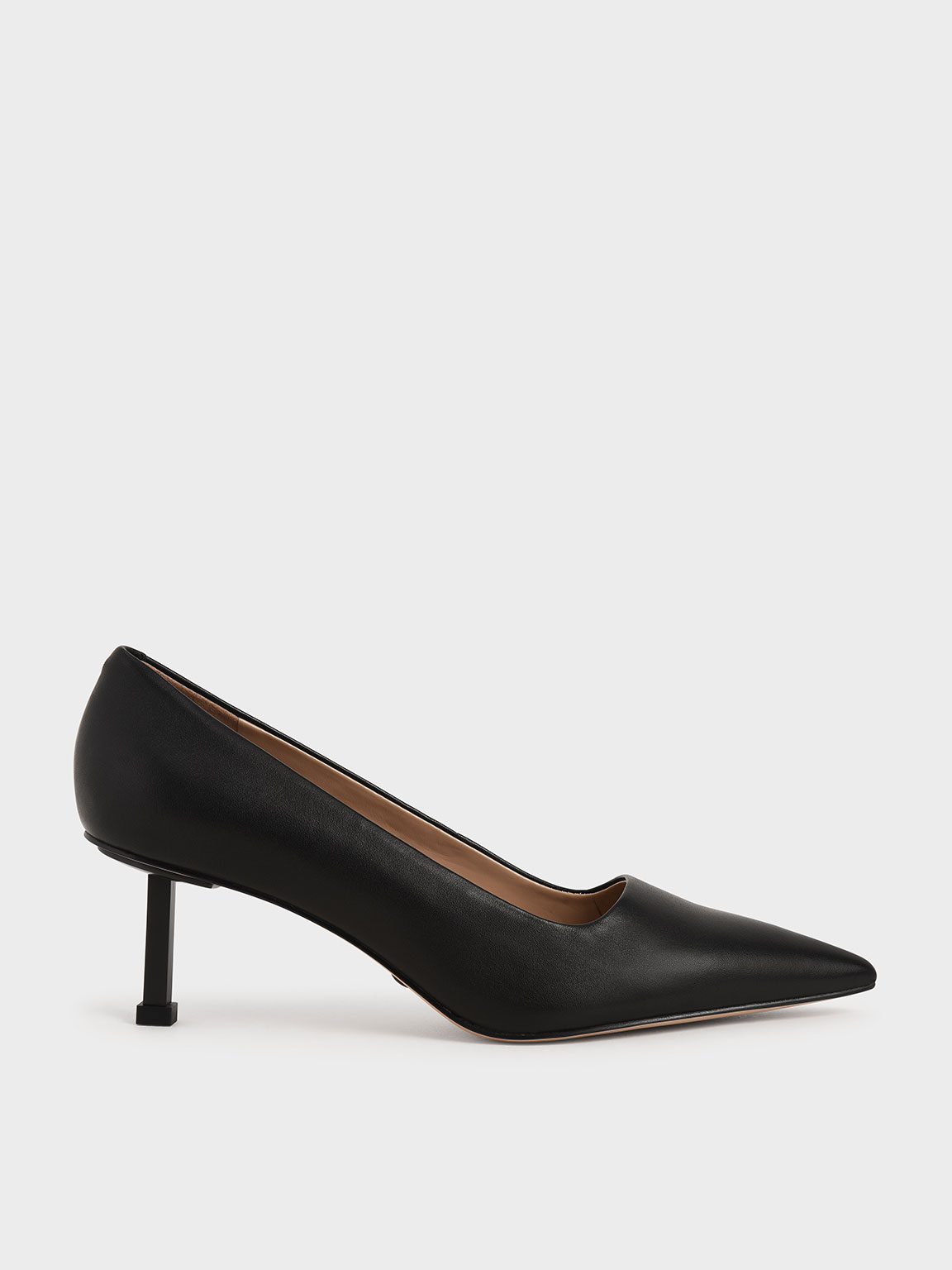 

Leather Kitten Heel Court Shoes, Black