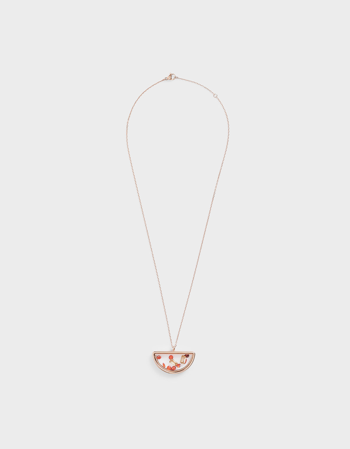 

Semi-Circle Floating Locket Necklace, Rose gold