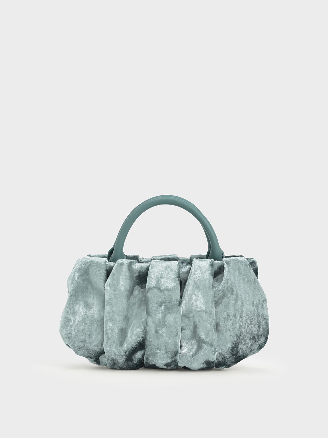 

Claudette Ruched Velvet Top Handle Bag