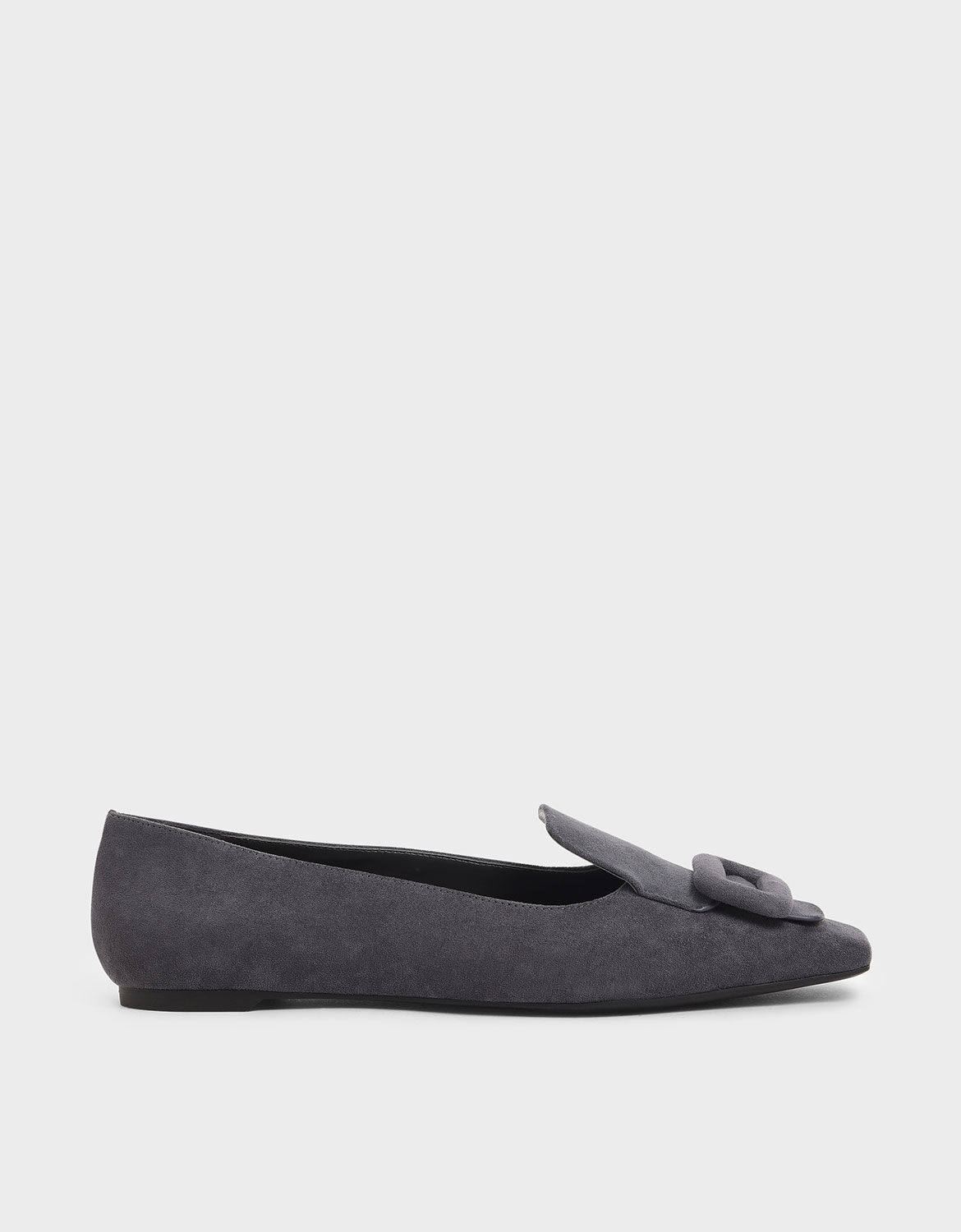 

Oversized Buckle Textured Loafers, Dark grey