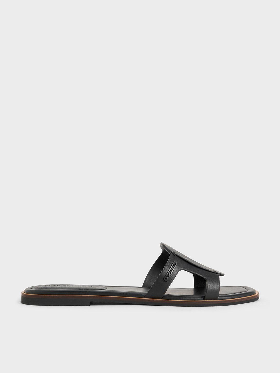 Charles & Keith Cut-out Slide Sandals In Black