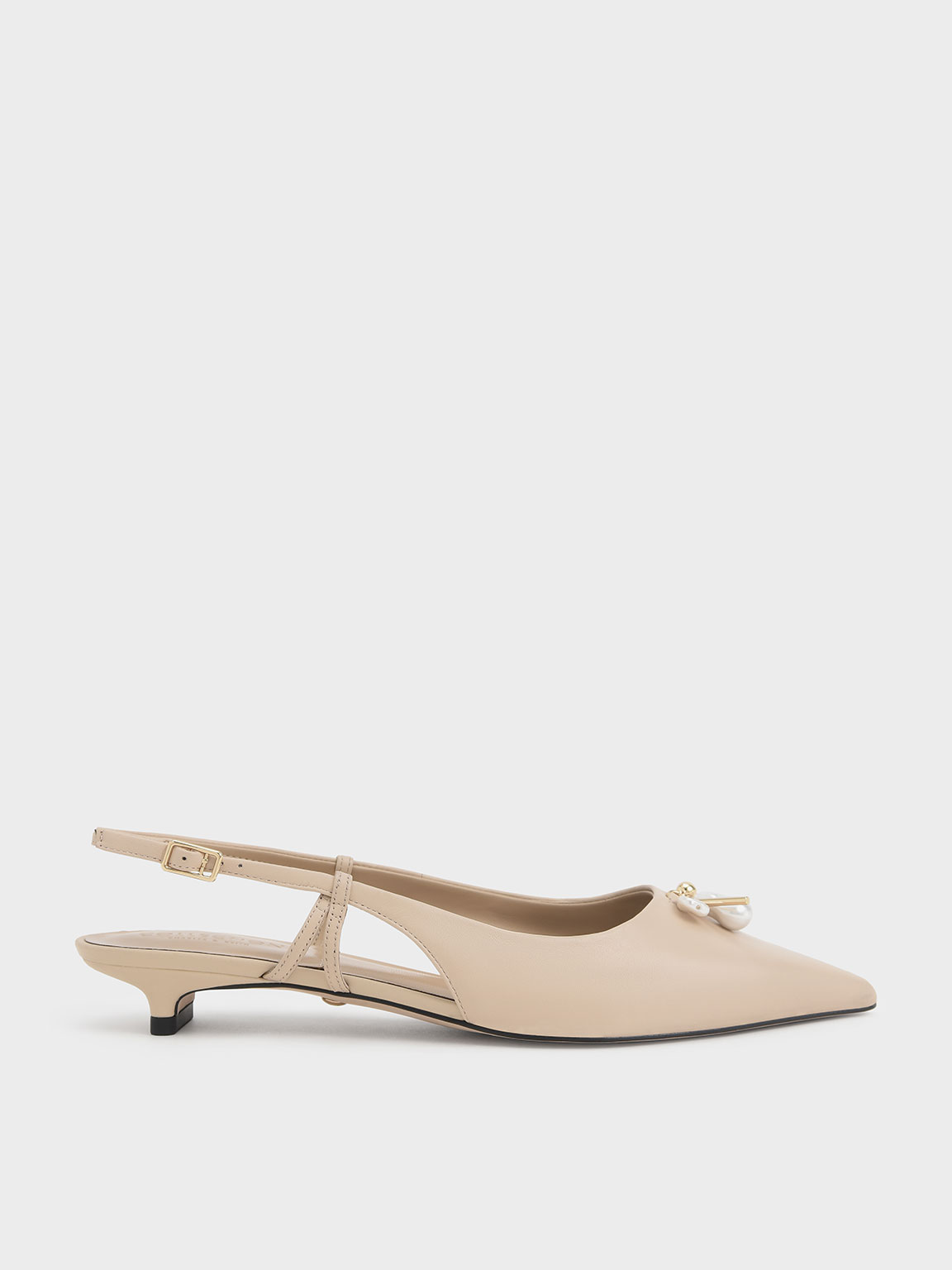 

Leather Pearl-Embellished Slingback Pumps