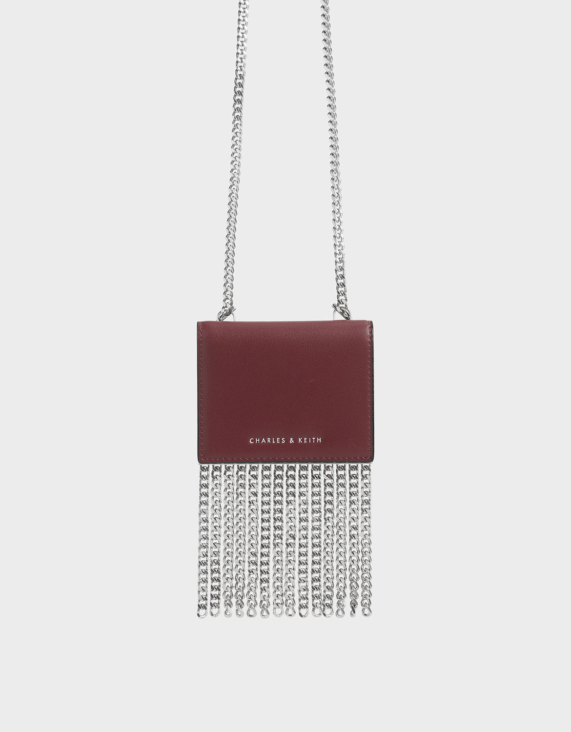 

Chain Fringe Card Holder, Burgundy