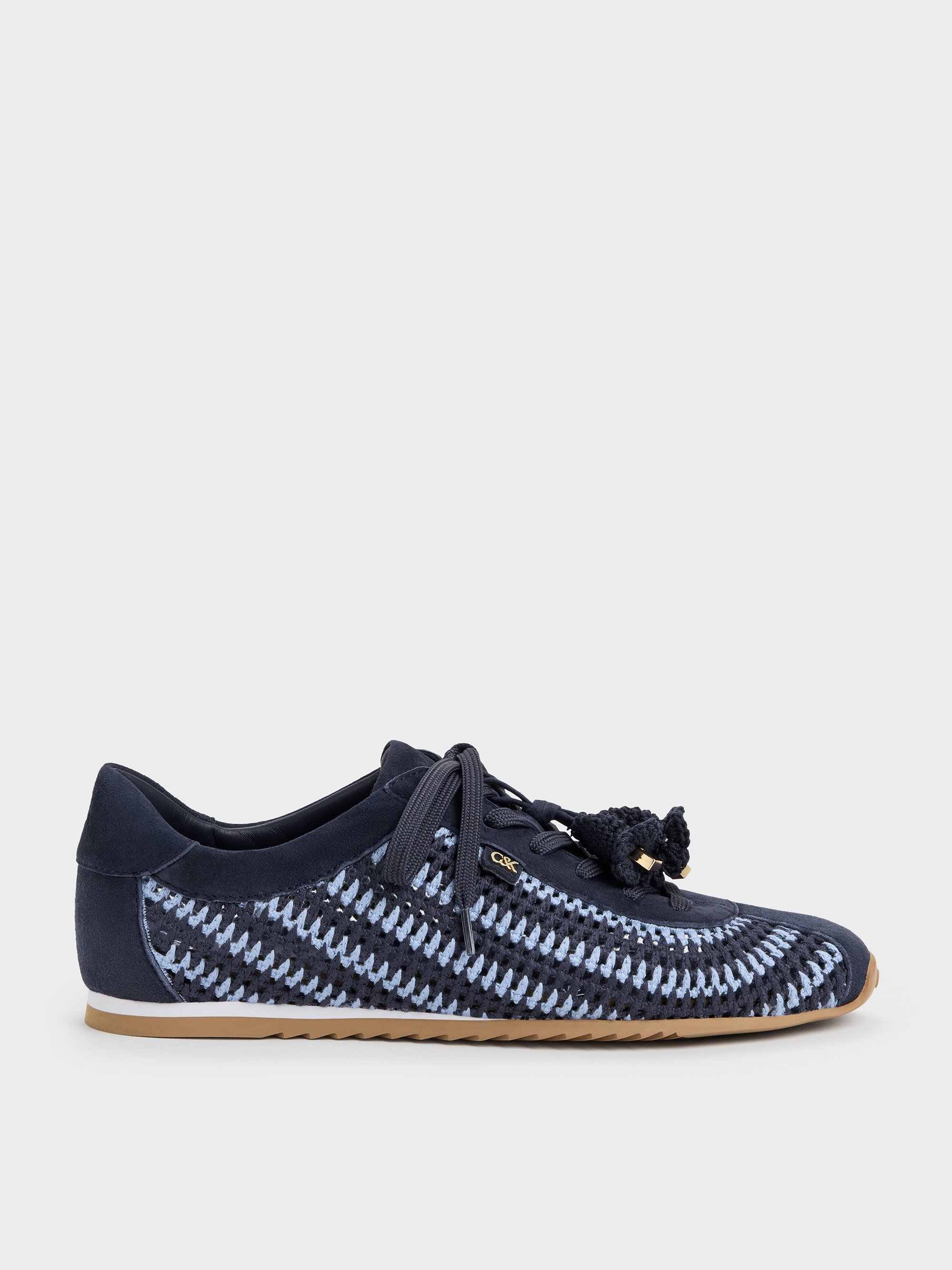 Charles & Keith - Jace Crochet & Suede Flower Sneakers