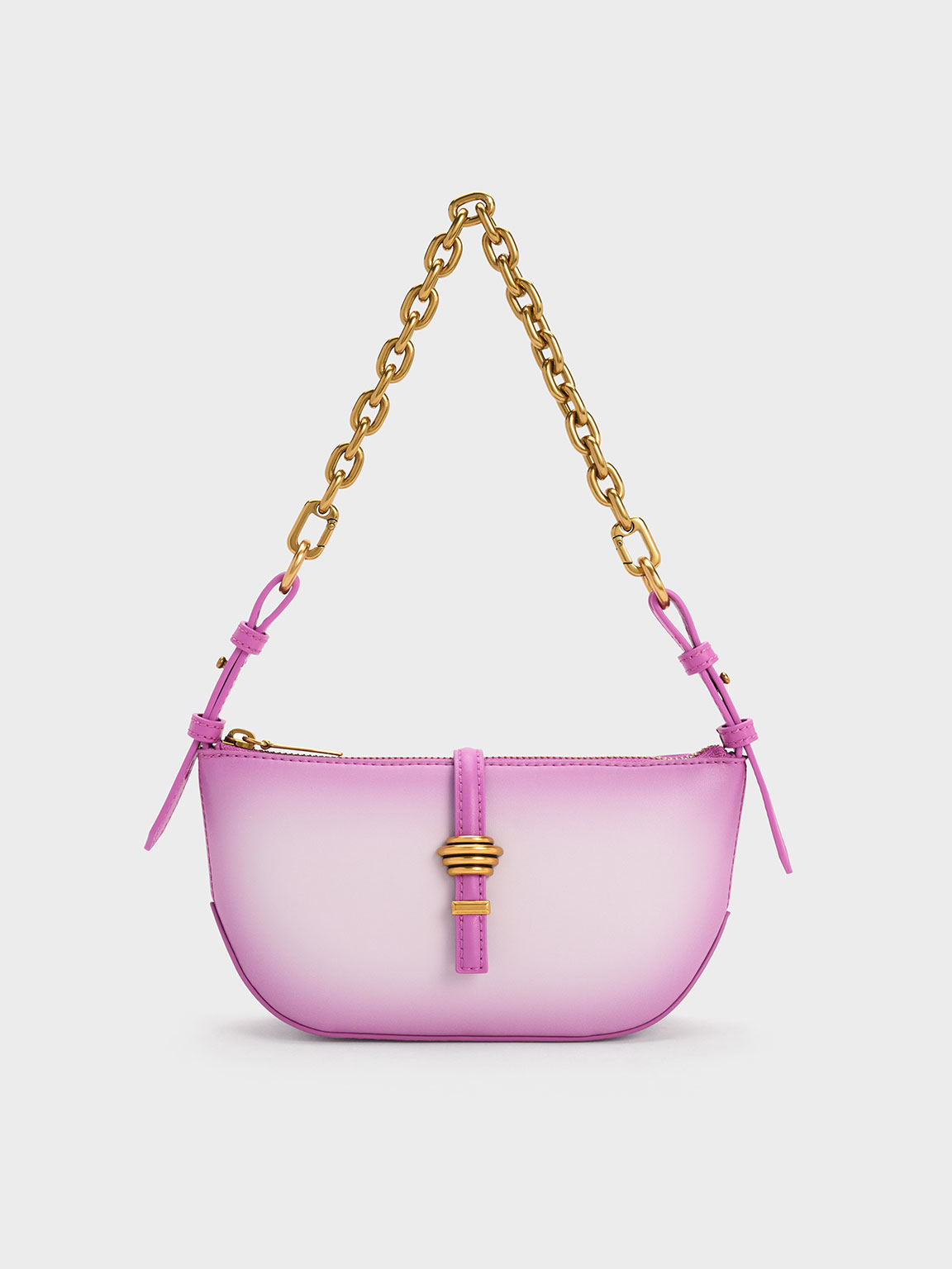 Charles & Keith Trudy Ombre Belted Geometric Bag In Purple