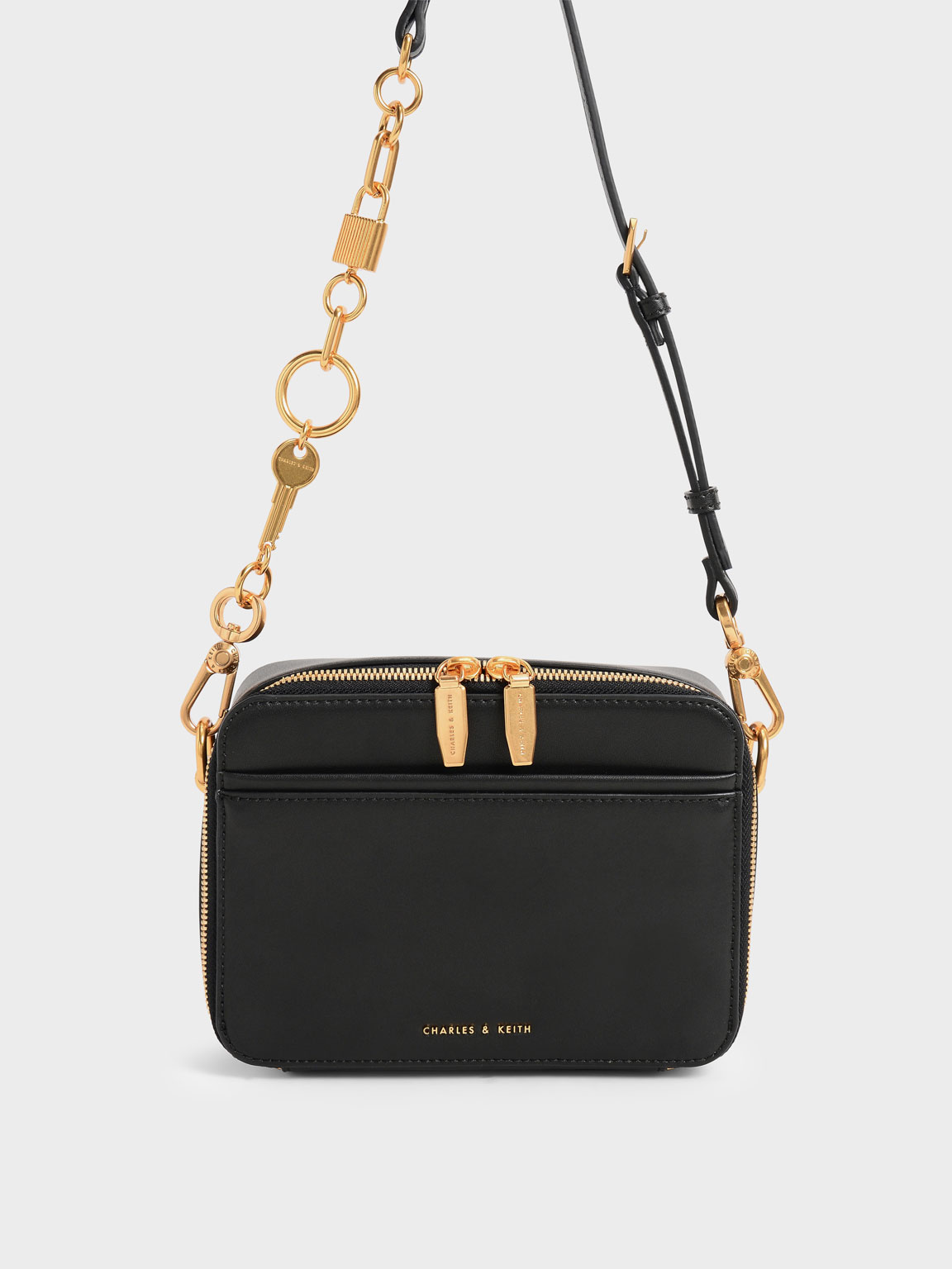 Black Lock & Key Chain Handle Bag | CHARLES & KEITH UK