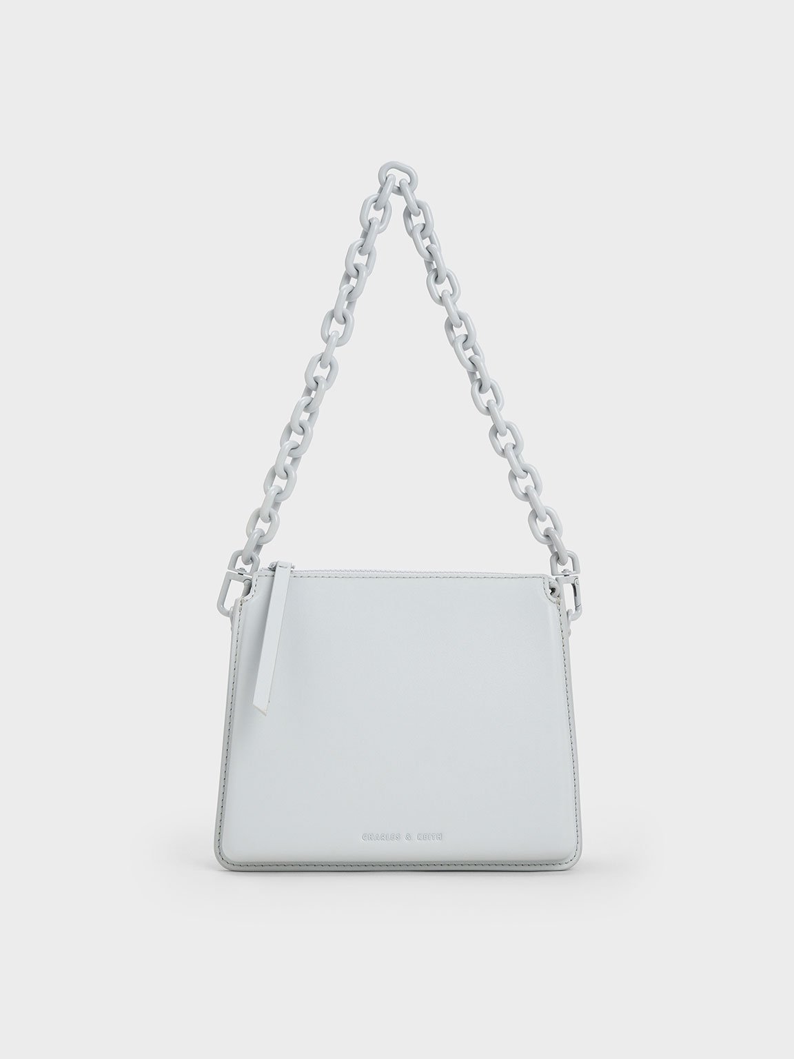 Charles & Keith Camelia Trapeze Crossbody Bag In Light Grey