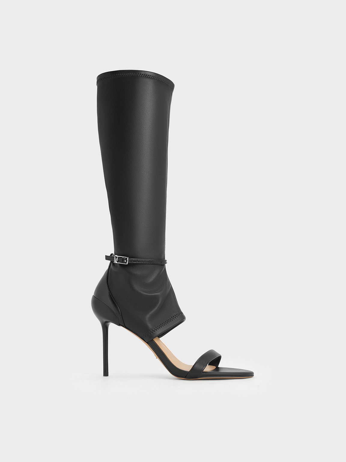 Charles & Keith - Gabriel Leather Stiletto-Heel Boot Sandals