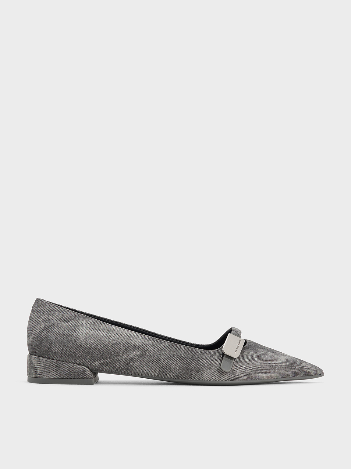 CHARLES & KEITH CHARLES & KEITH - ROBBIE DENIM-EFFECT POINTED-TOE BALLET FLATS