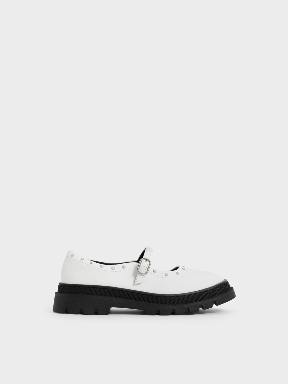 

Girls' Beaded Chunky Mary Janes, White