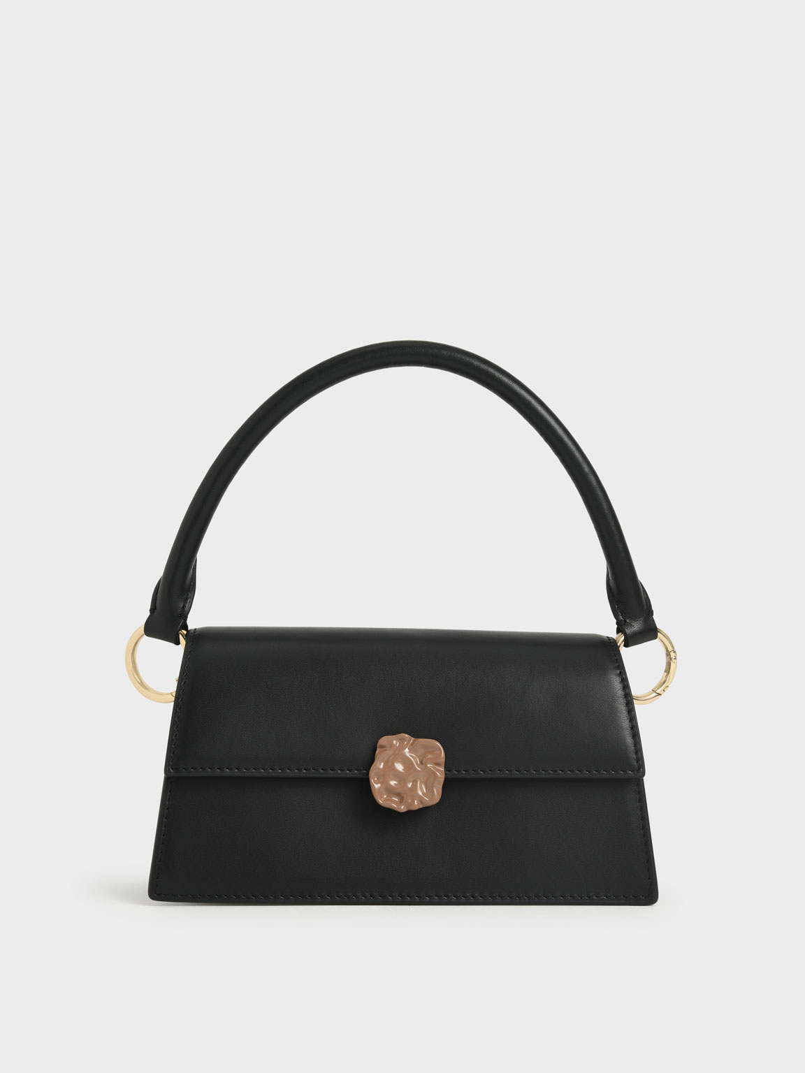 

Leather Top Handle Bag, Black