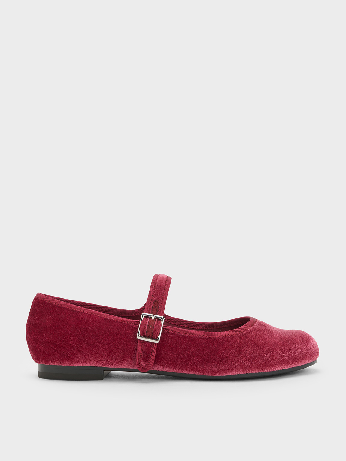 Charles & Keith - Carmel Velvet Buckled Mary Jane Flats