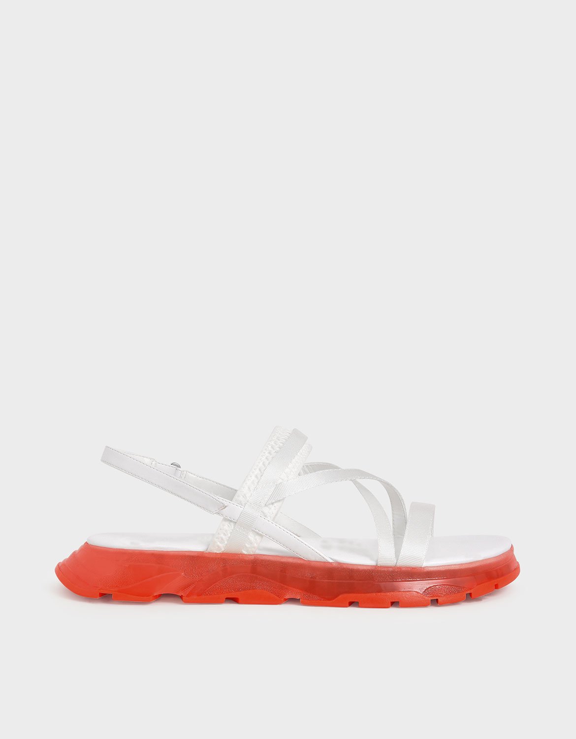 

Grosgrain Strappy Flatform Sandals, White