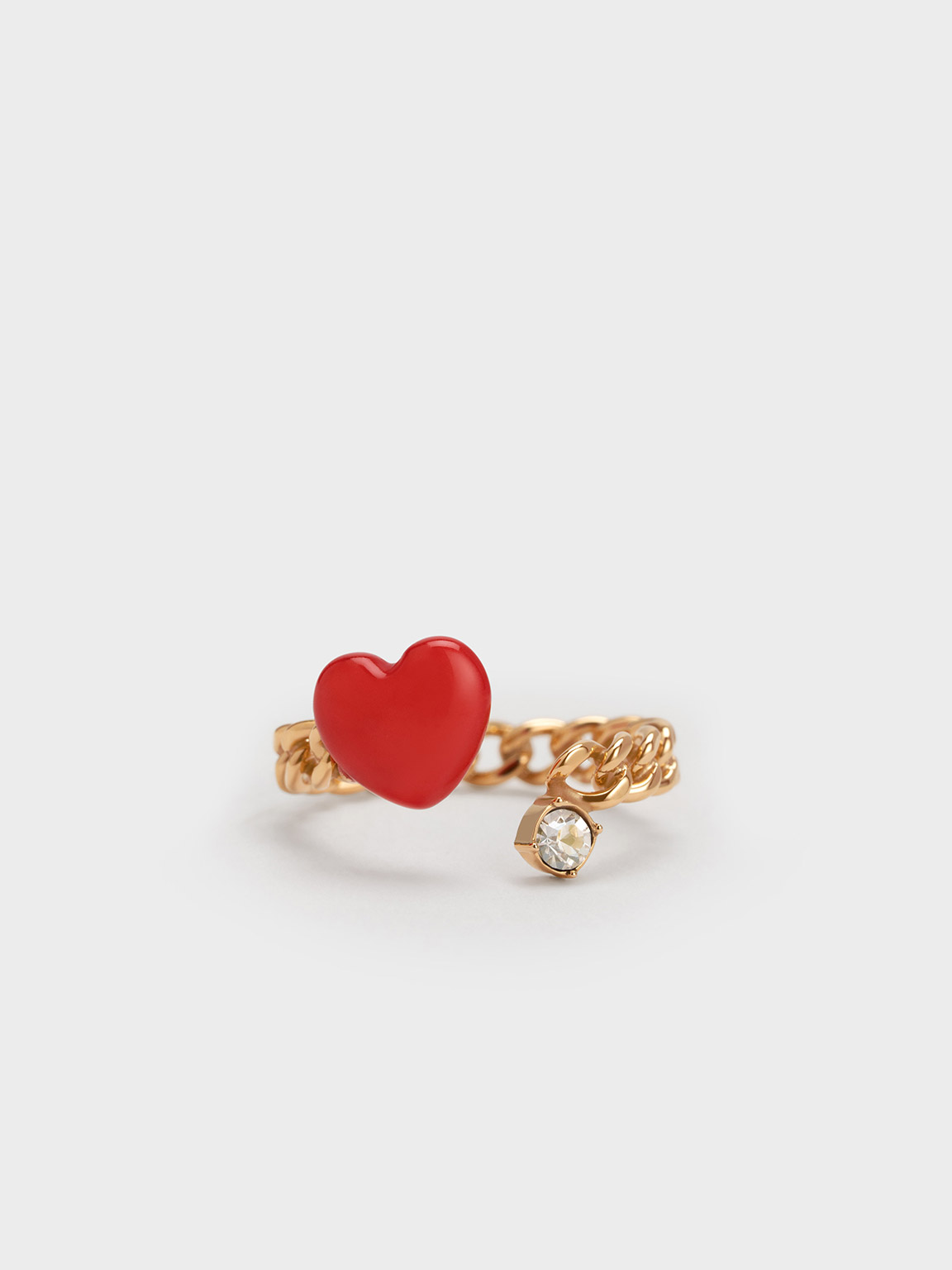 Heart Embellished Chain-Link Ring