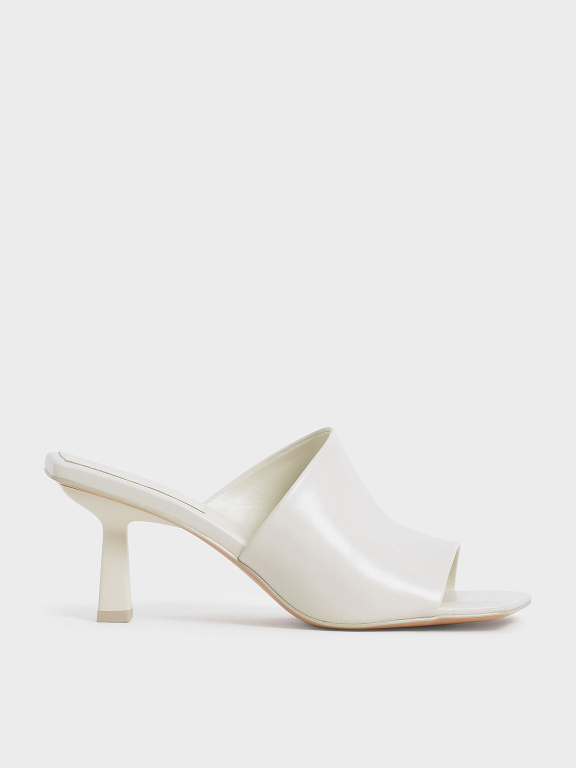 

Asymmetric Square Toe Mules, Chalk