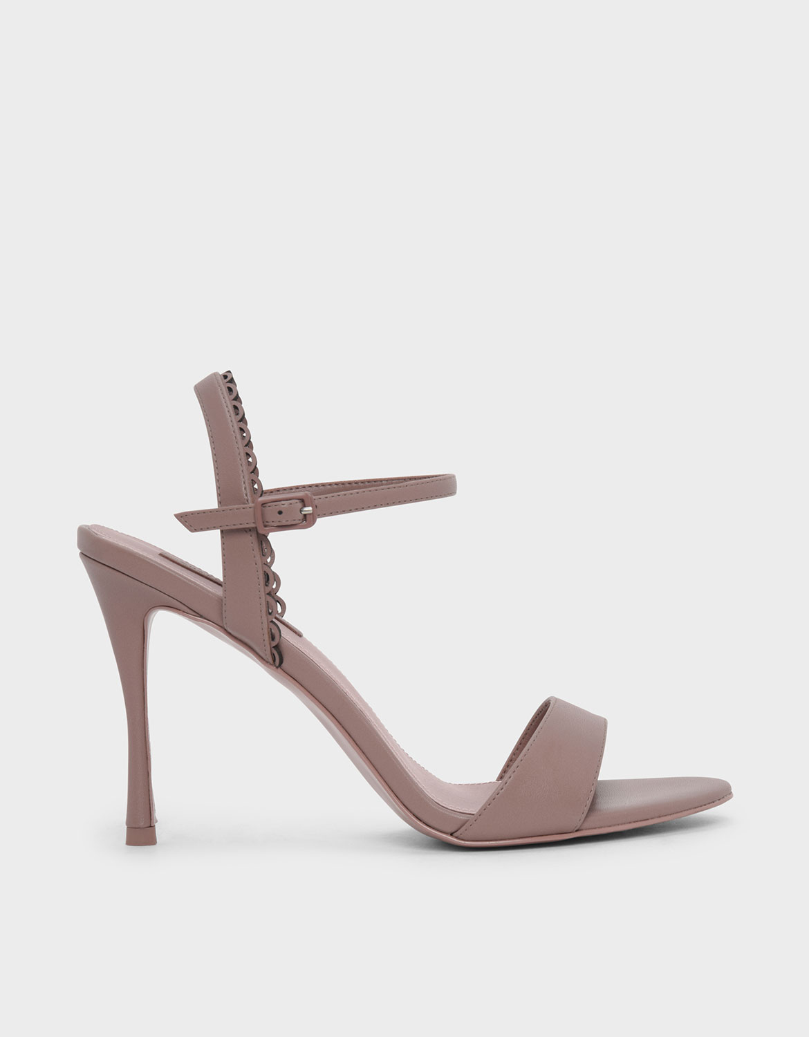 

Scallop Edge Detail Heeled Sandals, Nude
