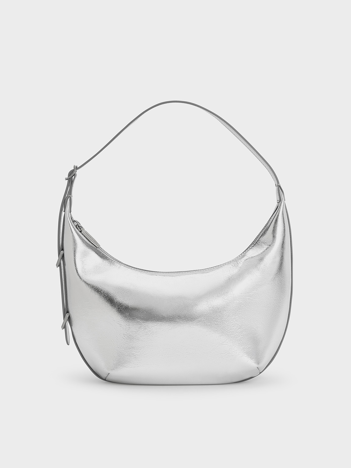 Charles & Keith - Bryna Metallic Curved Hobo Bag