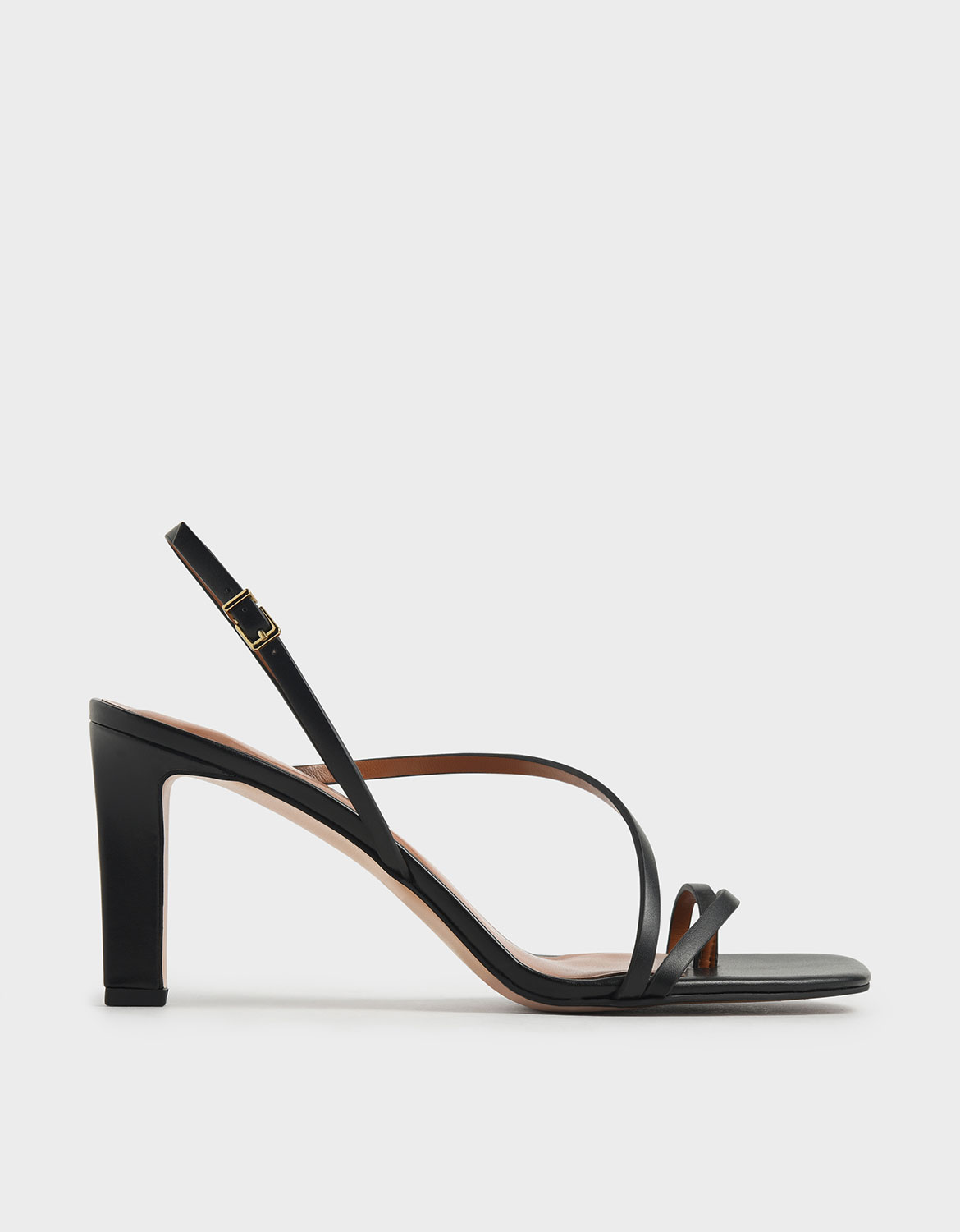 

Asymmetric Strap Open Toe Sandals, Black