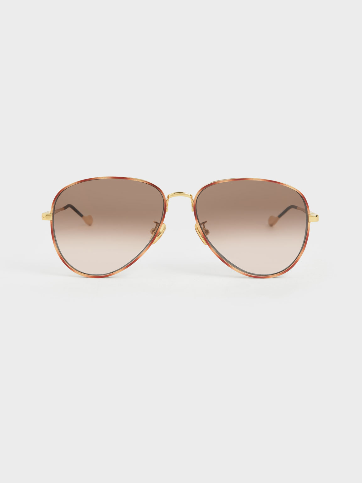 

Tortoiseshell Tinted Aviator Sunglasses, T. shell