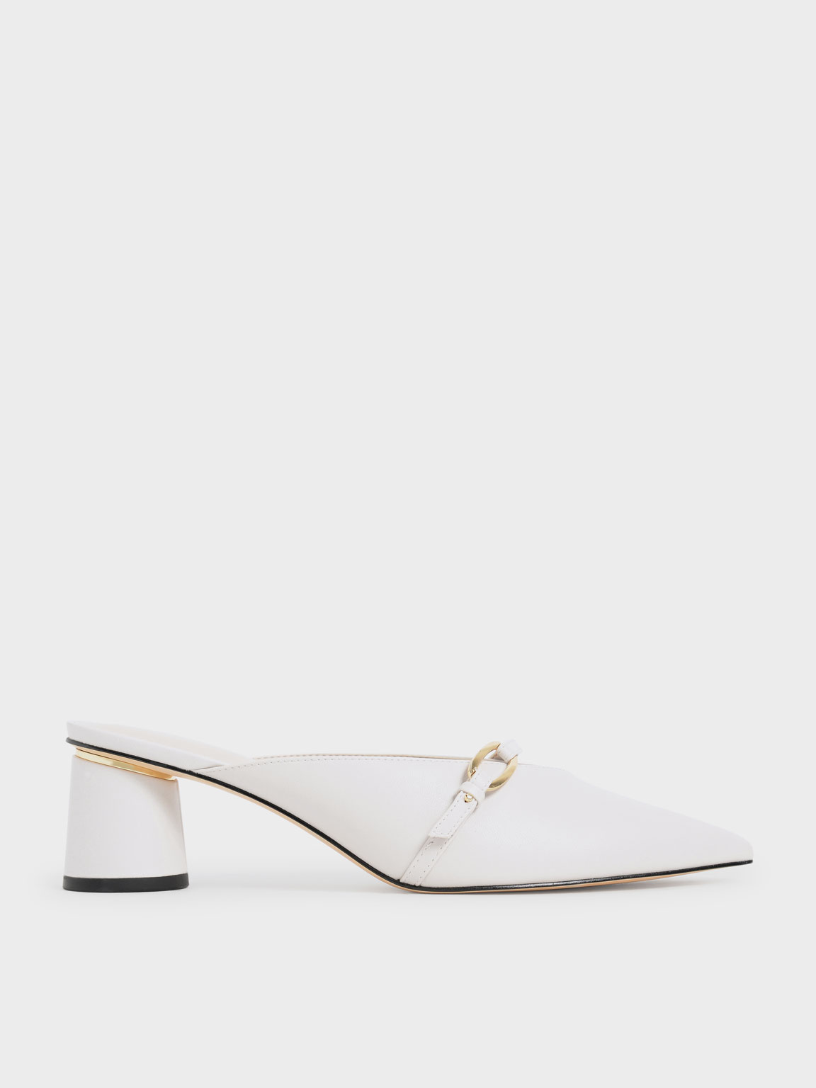 

Metallic Accent Pointed Mules, White