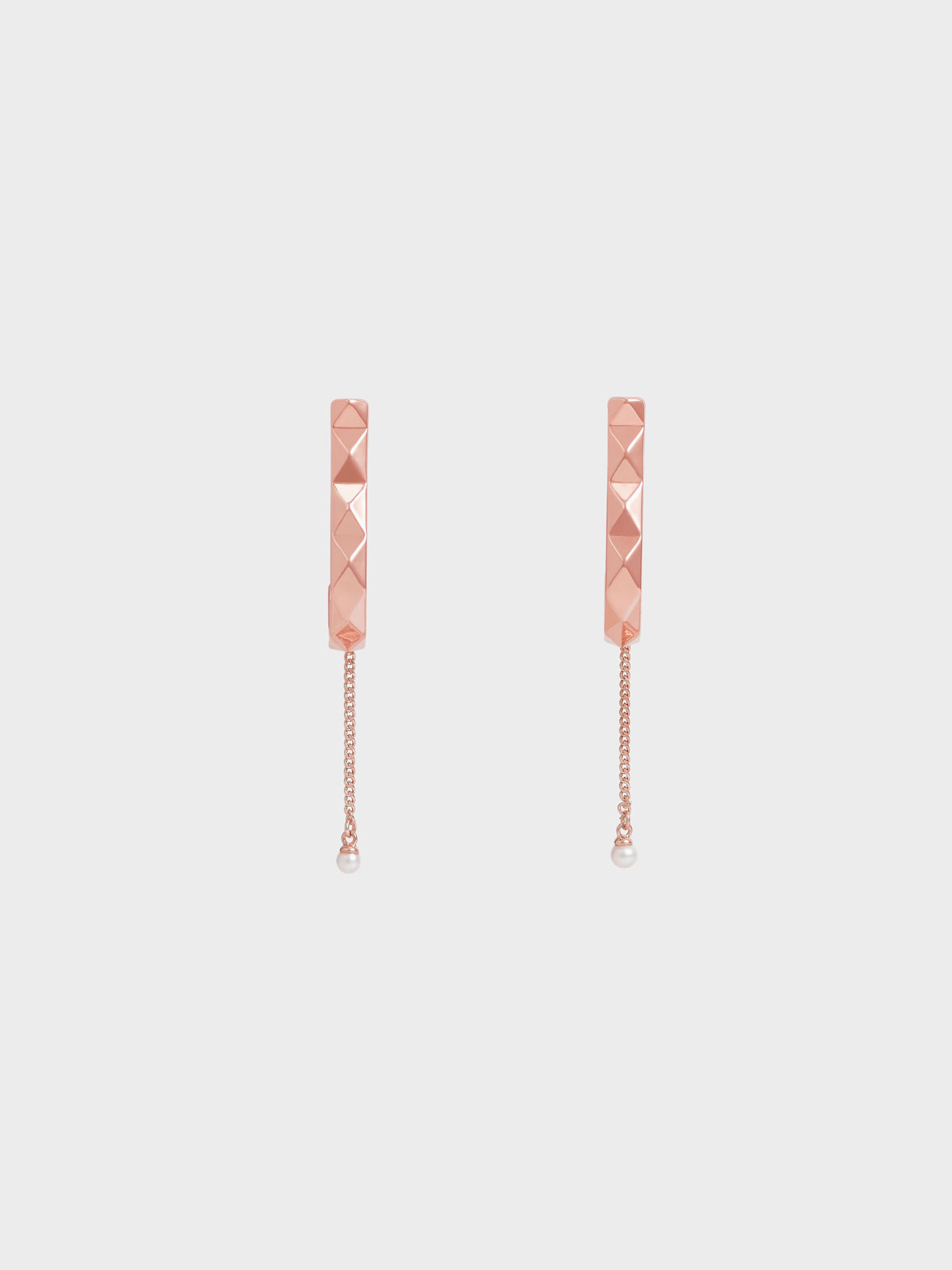 

Geometric Pearl Drop Earrings, Rose gold