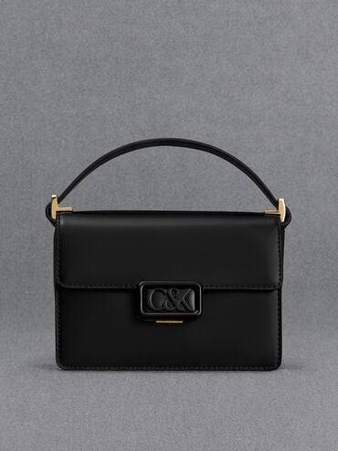 Black Leather Boxy Bag - CHARLES & KEITH UK