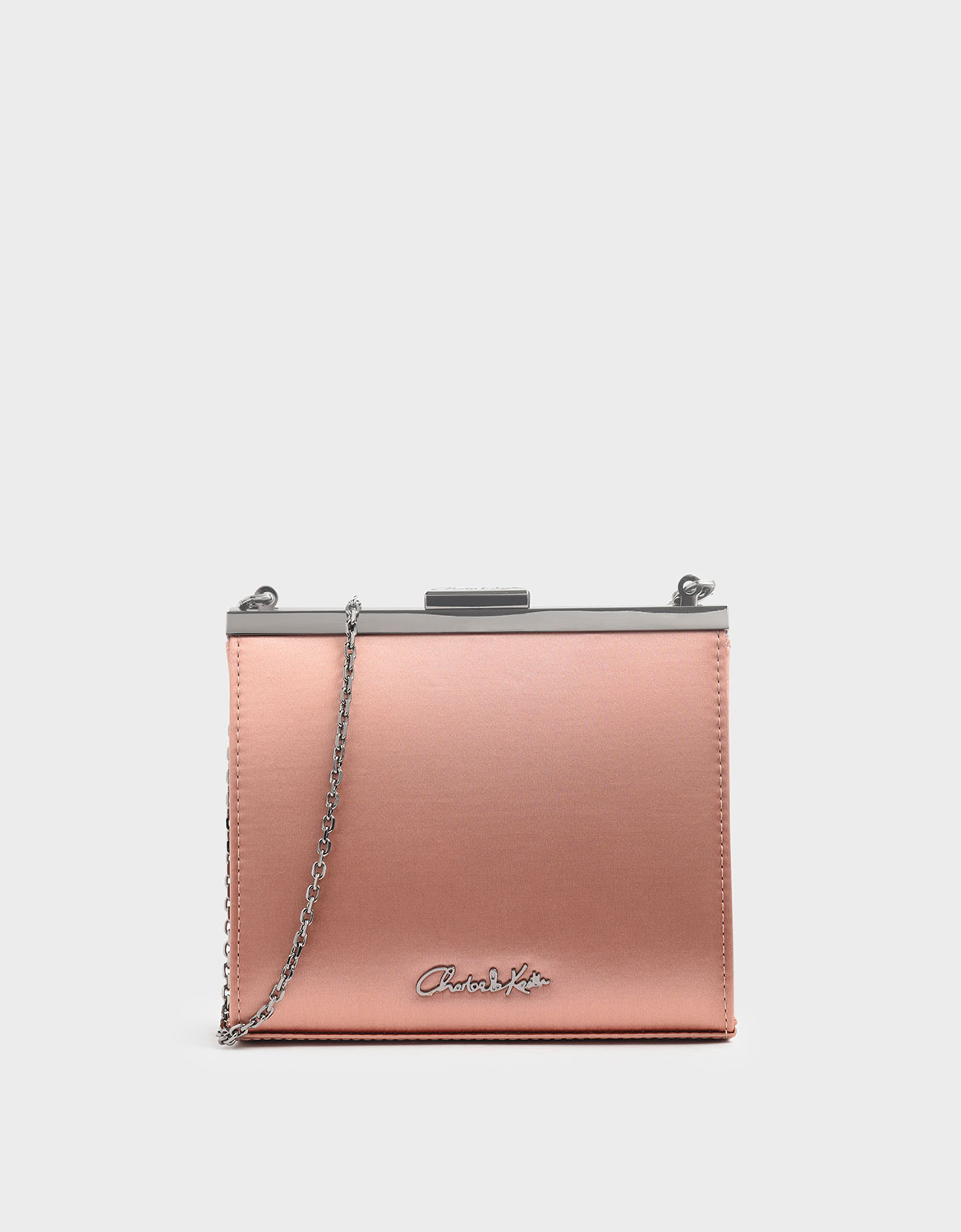 

Satin Boxy Clutch, Blush