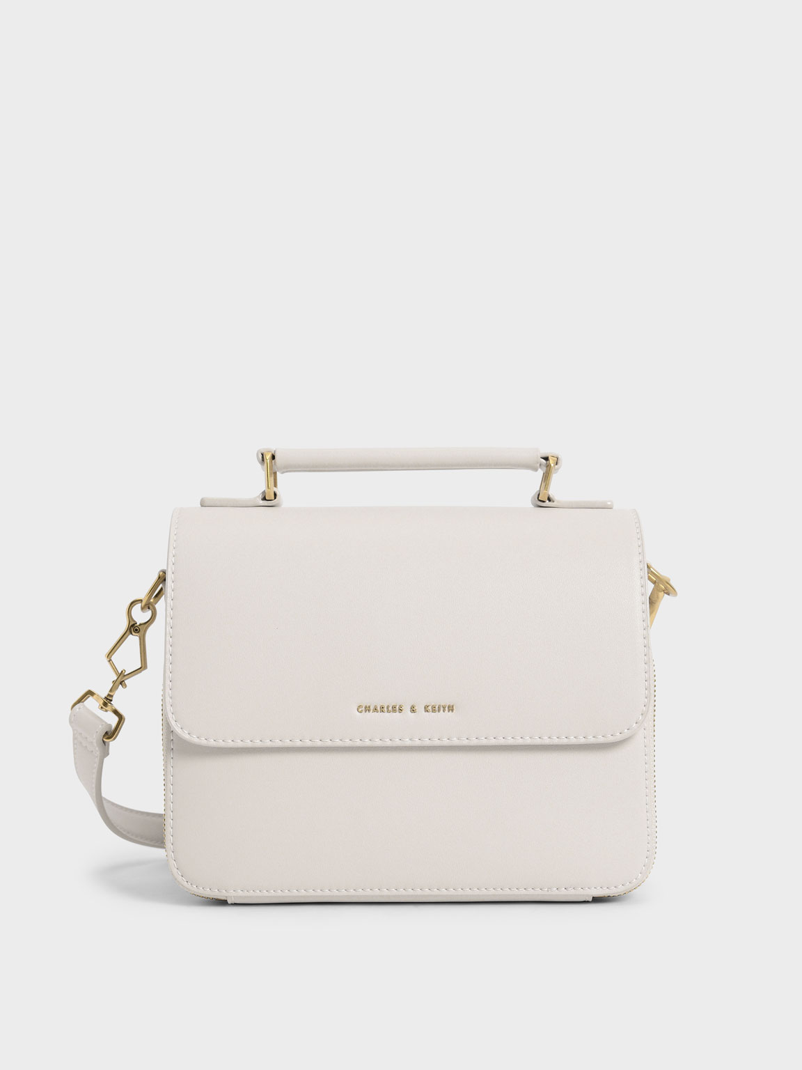 

Front Flap Top Handle Crossbody Bag, Ivory