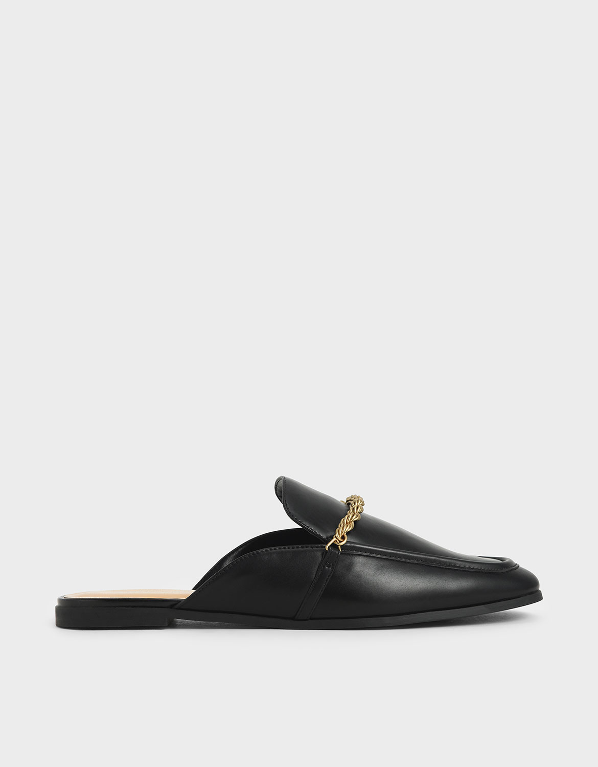 

Metallic Accent Mule Flats, Black
