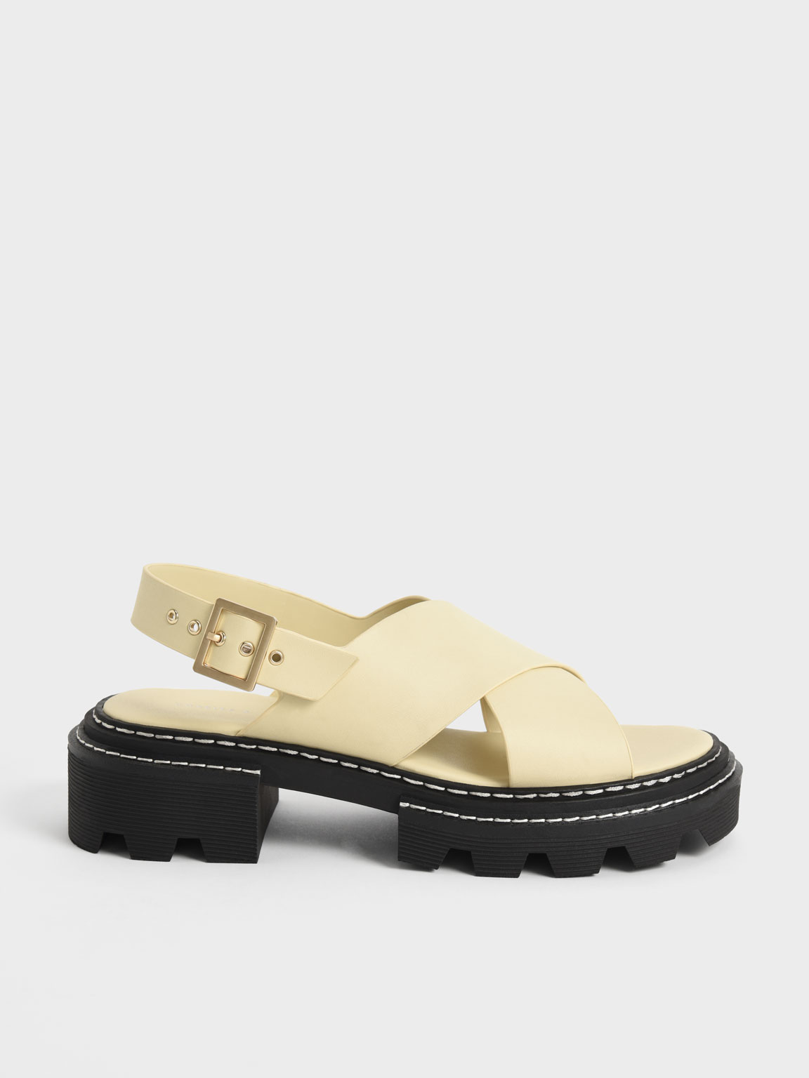 Yellow Perline Crossover Slingback Sandals - CHARLES & KEITH UK