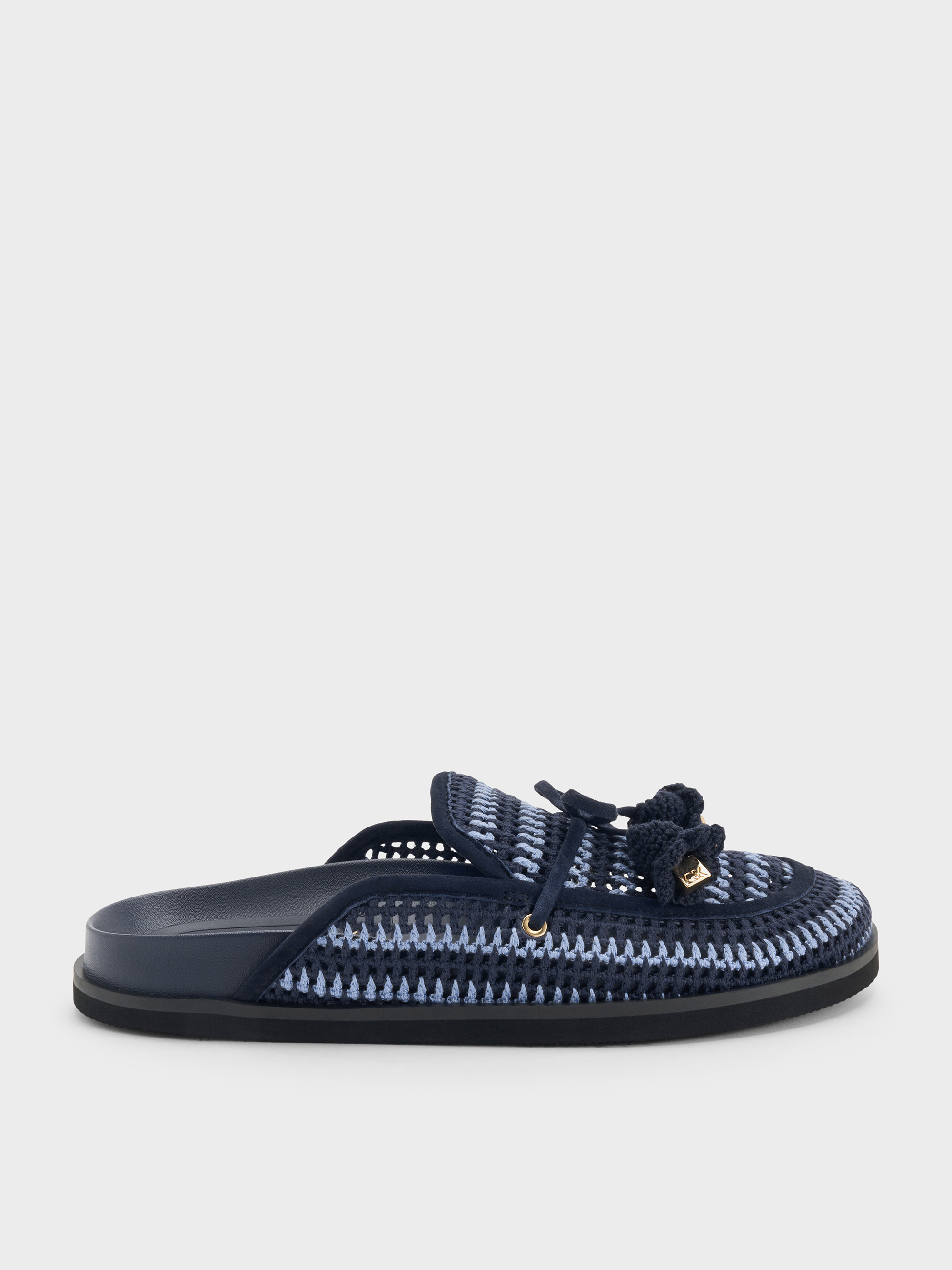 Charles & Keith - Crochet & Suede Flower Mules