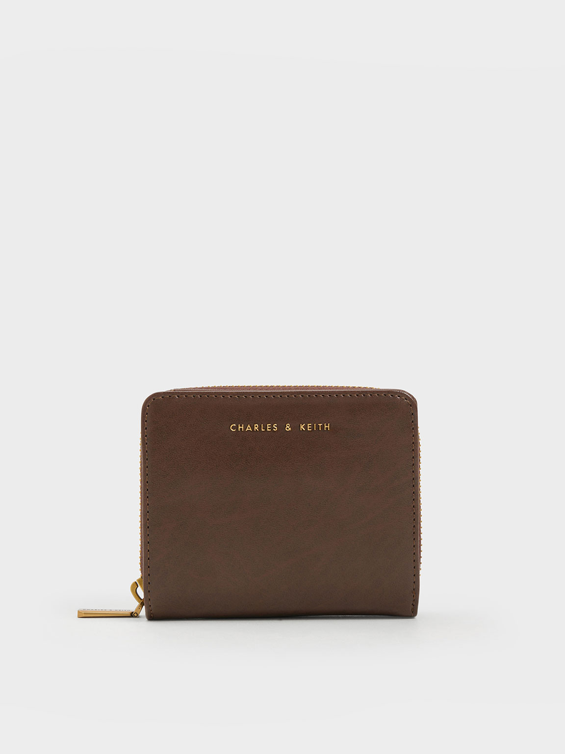 Dark Brown Finley Zip-Around Small Wallet - CHARLES & KEITH UK