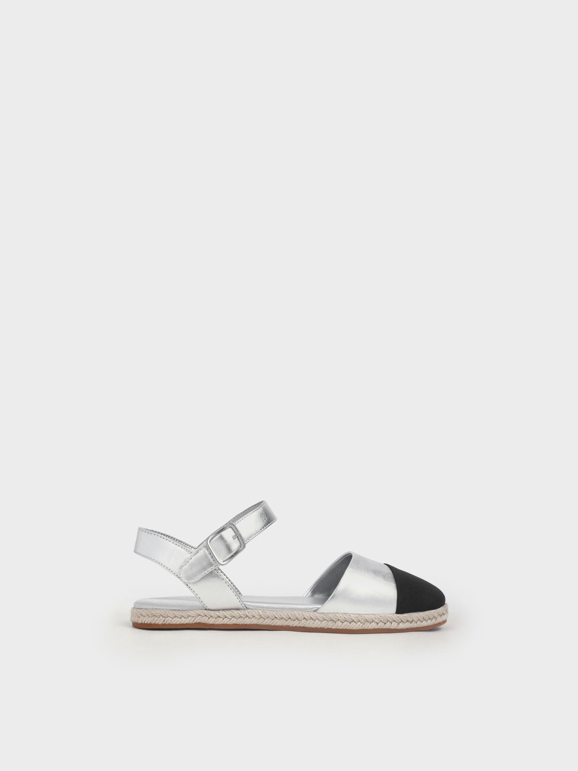 Charles & Keith Kids'  - Girls' Two-tone Ankle-strap Espadrilles In Silver
