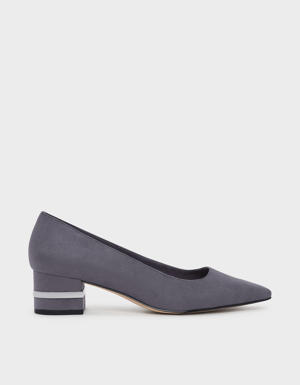 

Metallic Accent Heel Pumps, Grey