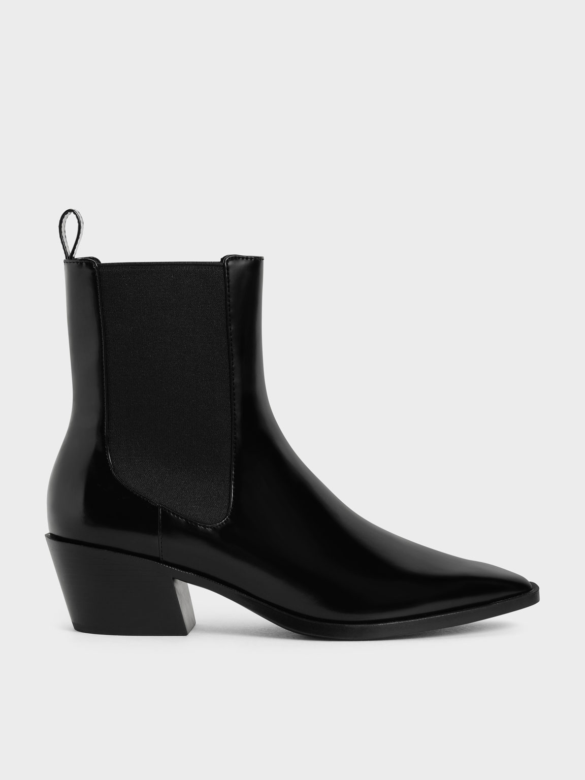 

Slanted Heel Chelsea Boots, Black
