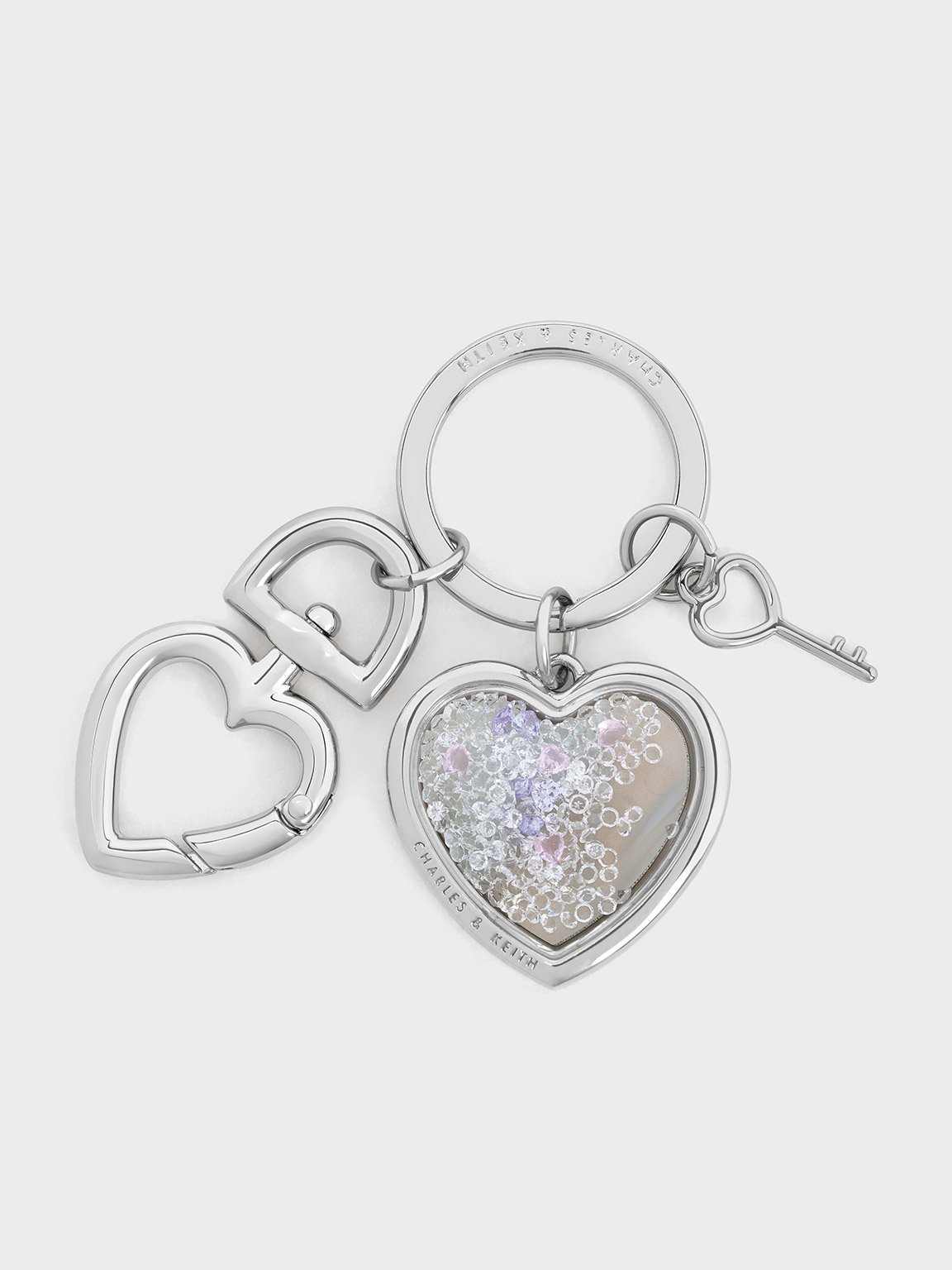 Charles & Keith - Heart Lock Crystal Keychain