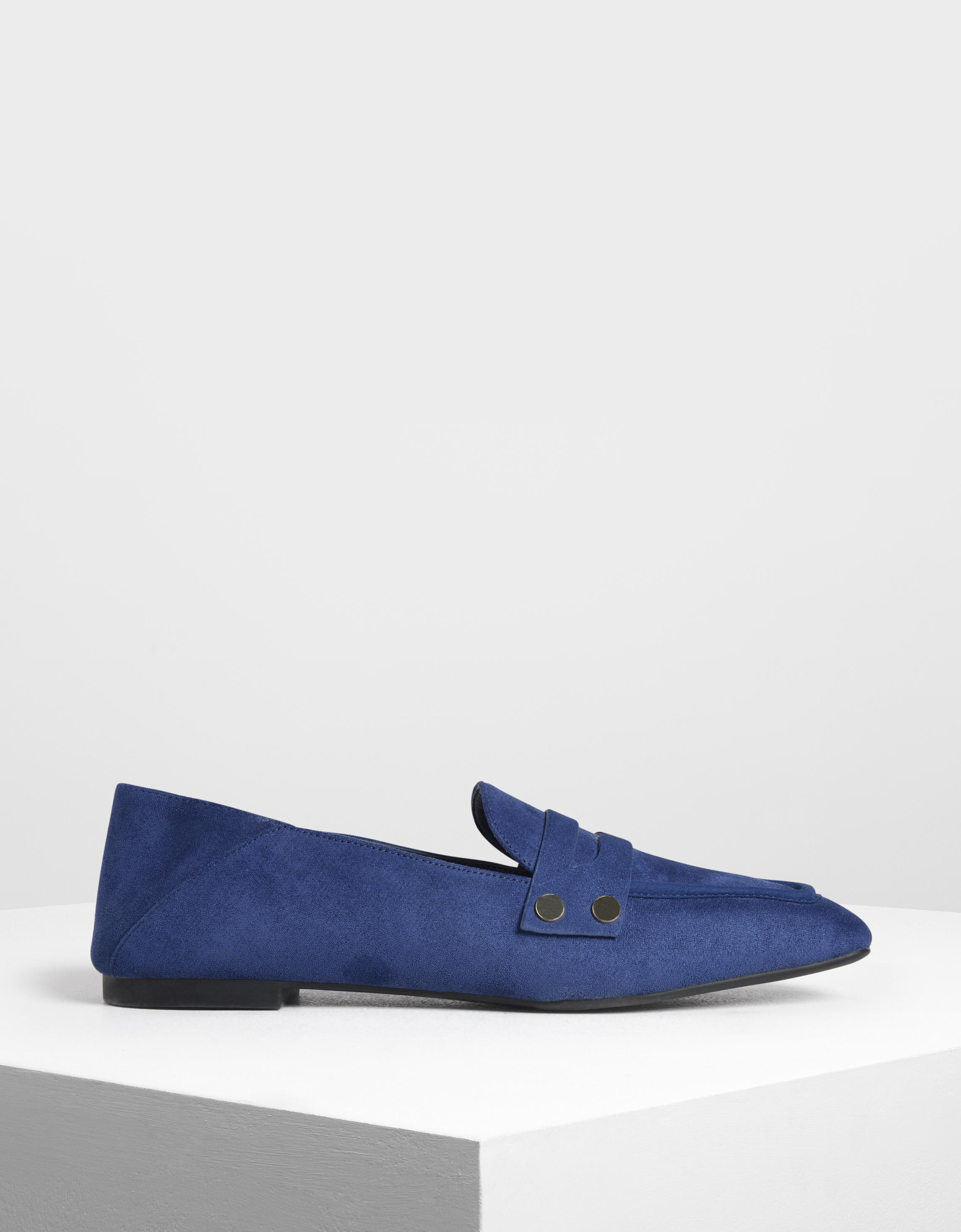 

Stud Detail Step Back Penny Loafers, Dark blue