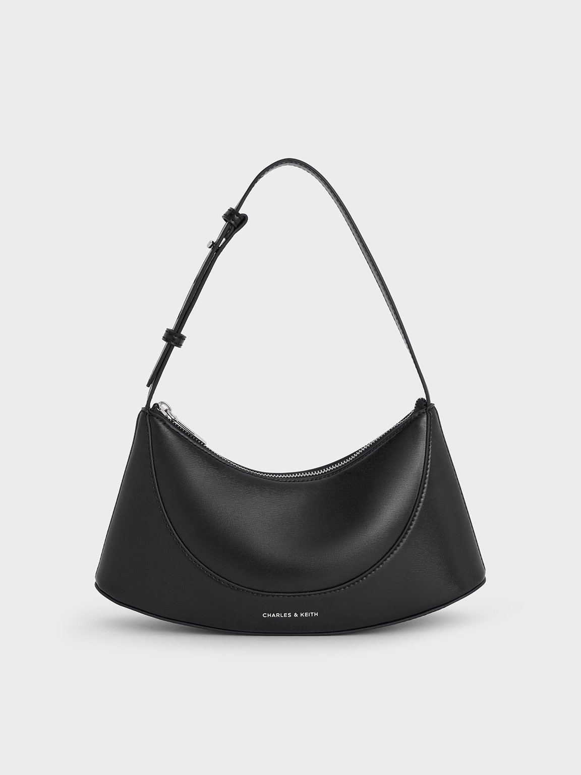 Charles & Keith Rebel Hobo Bag In Noir